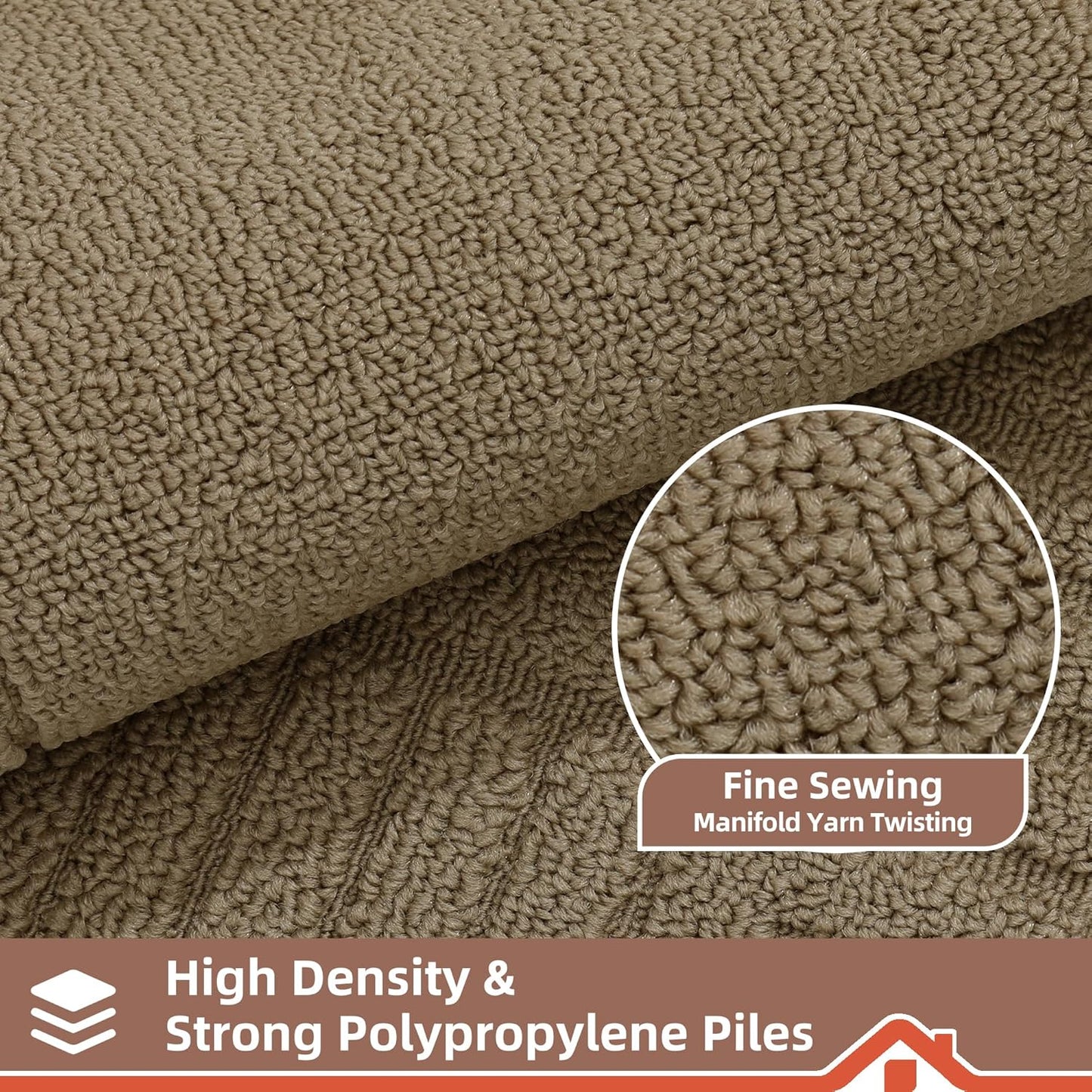 BEQHAUSE Kitchen-Rugs-and-Mats,Anti-Slip Kitchen Rugs,Machine Washable Kitchen Mats for Floor Taupe Comfortable Kitchen Mat Set of 2 with TPR Backing 24x35inch/24x60inch