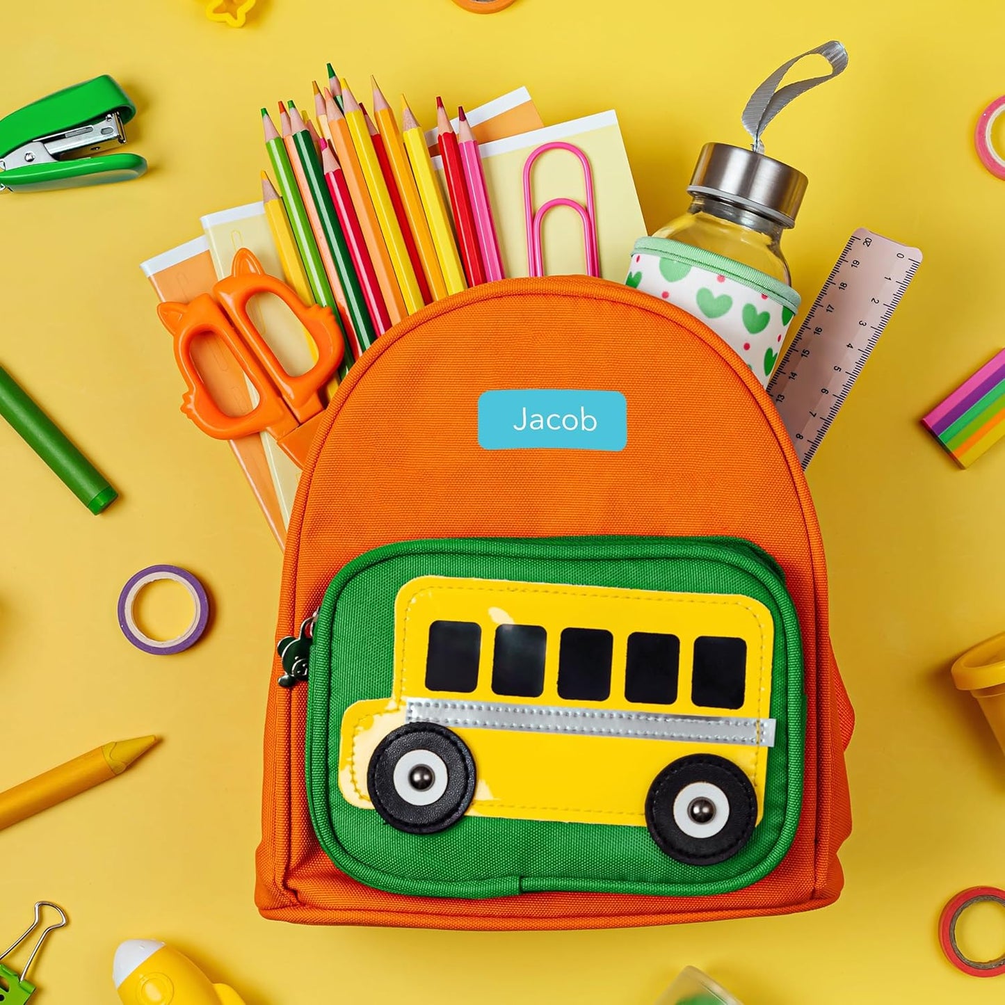 Personalized Name Labels (20 Labels) (2.5" × 1") Large Custom Name Stickers - Waterproof Name Labels for Kids, Toddlers and Parents