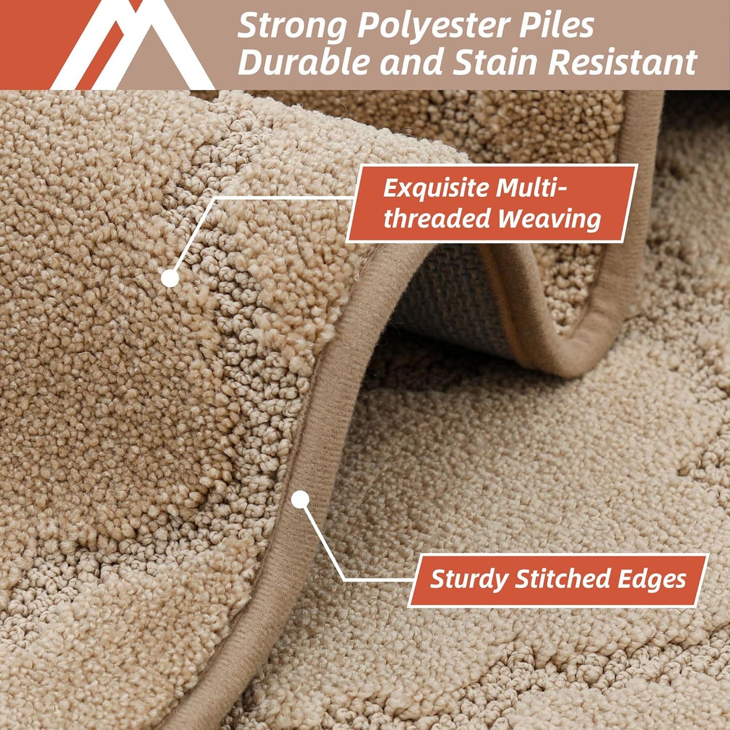 COSY HOMEER Kitchen Rugs Washable Non Slip Kitchen Mats for Floor Absorbent Kitchen Carpet 20" x 32" Soft Rugs for Kitchen,Sink Mat,Entrance,Area Rugs,Beige