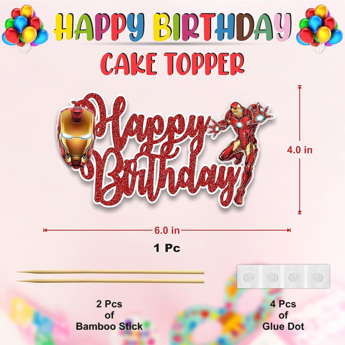 Irn man Happy Birthday Cake Topper - Birthday Decorations.