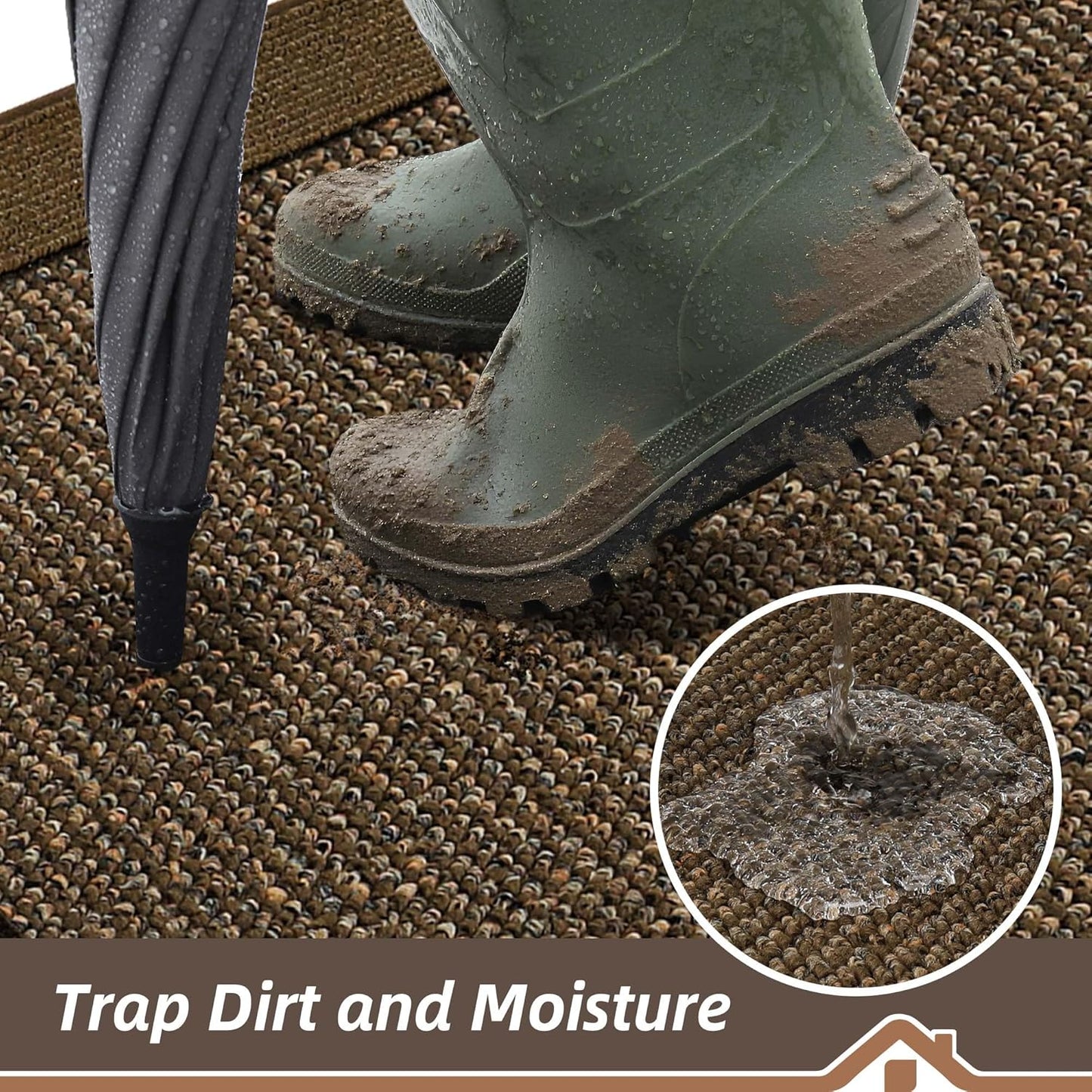 BEQHAUSE Indoor Door Mat 24" x 60", Dirt Trapper Door Mats Non-Slip Entryway Rugs Washable, Resist Dirt Absorbent Welcome Mat, Low Profile Floor Mats for Front Back Door and Entryway, Brown