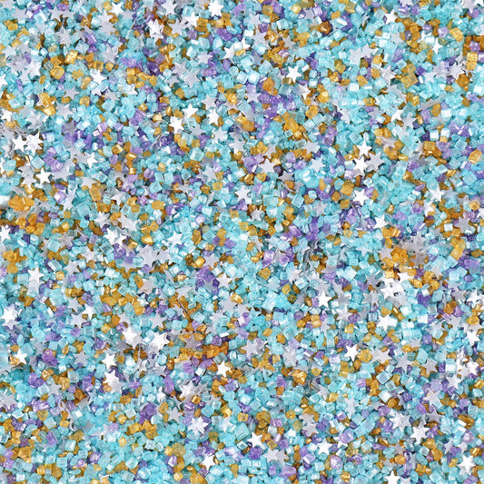 Sanding Sugar Edible Silver Glitter Stars Mix, Edible Blue&Purple Sugar Sprinkles for Cake Decorating, Sparkling Edible Sanding Sugar for Cupcake Toppers Cookie Decorations For Wedding Party Celebrations 3.5oz (BLue)