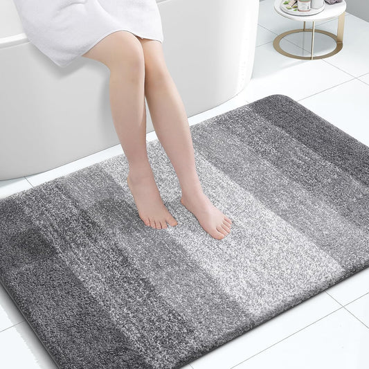 OLANLY Bathroom Rugs Mat 44x32, Extra Soft Absorbent Microfiber Bath Rugs, Rubber Backing, Quick Dry, Machine Washable Bath Mats for Bathroom Floor, Tub and Shower, Home Decor Accessories, Grey