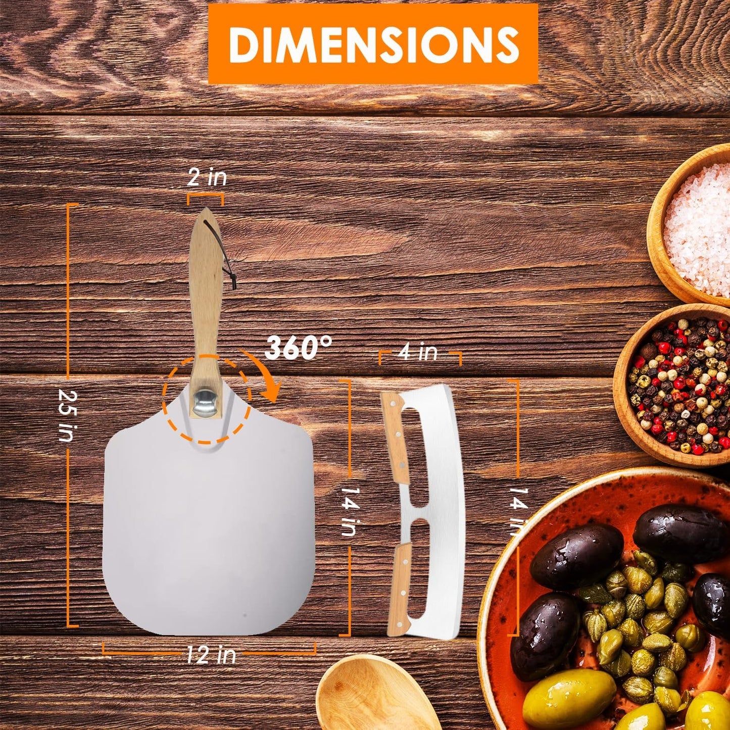 Aluminum Metal Pizza Peel 12 x 14 Inch, Rectangular, Silver, Pizza Peel, Pizza Peels