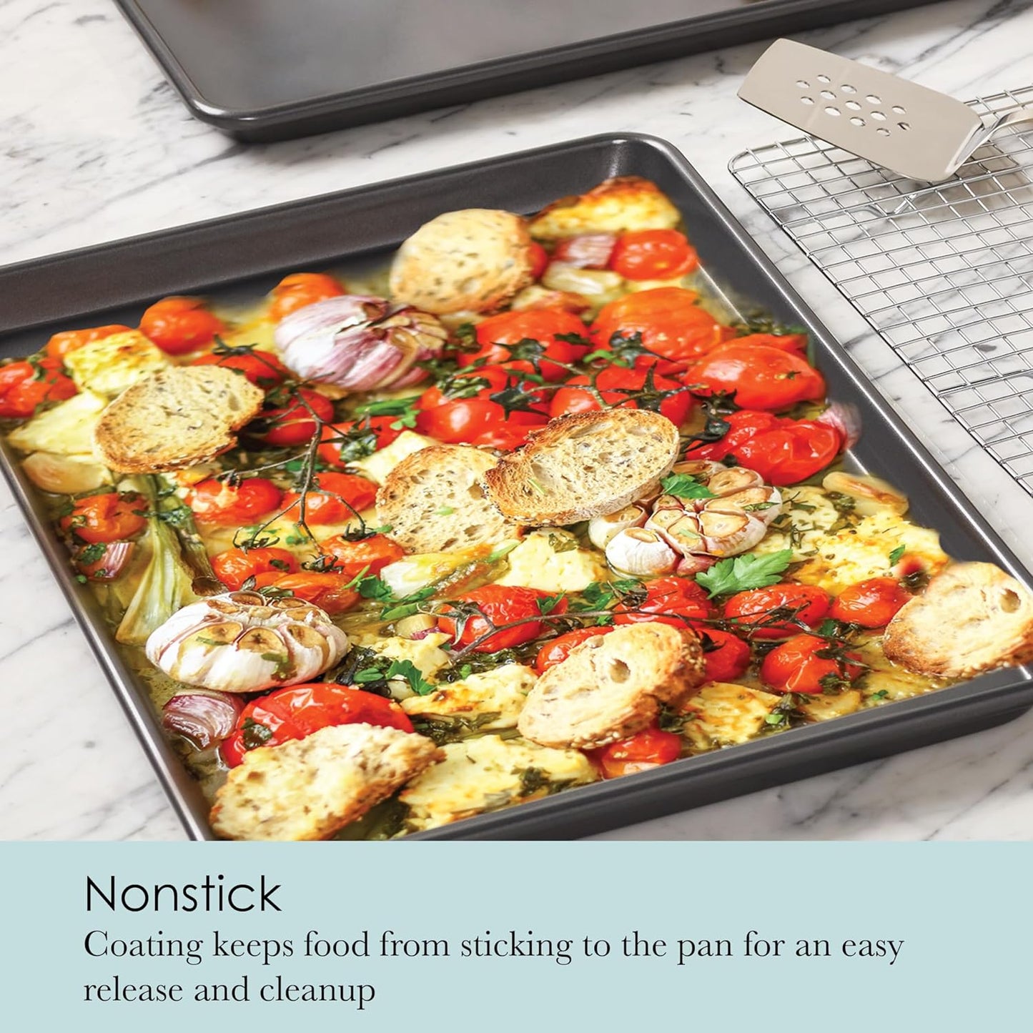 Chicago Metallic Professional Non-Stick Cookie and Jelly-Roll Pan Set with Cooling Rack, 17 by 12.25 Inches