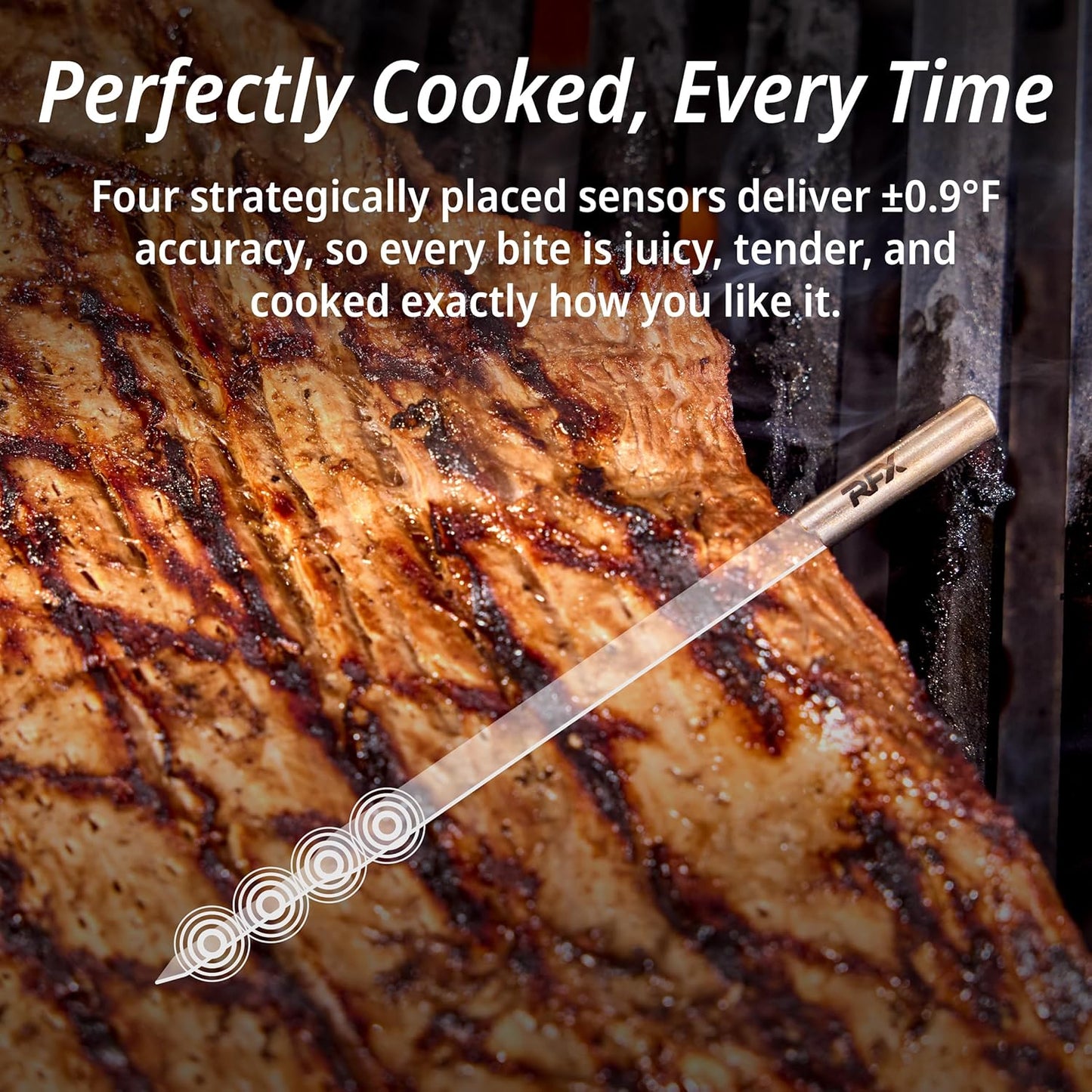 ThermoWorks RFX | Smart Wireless Meat Thermometer | Wi-Fi & Radio Frequency | Stronger Signal Than Bluetooth | Meat Probe for Use in Smoker, Grill, BBQ, Oven - 6-Probe Kit