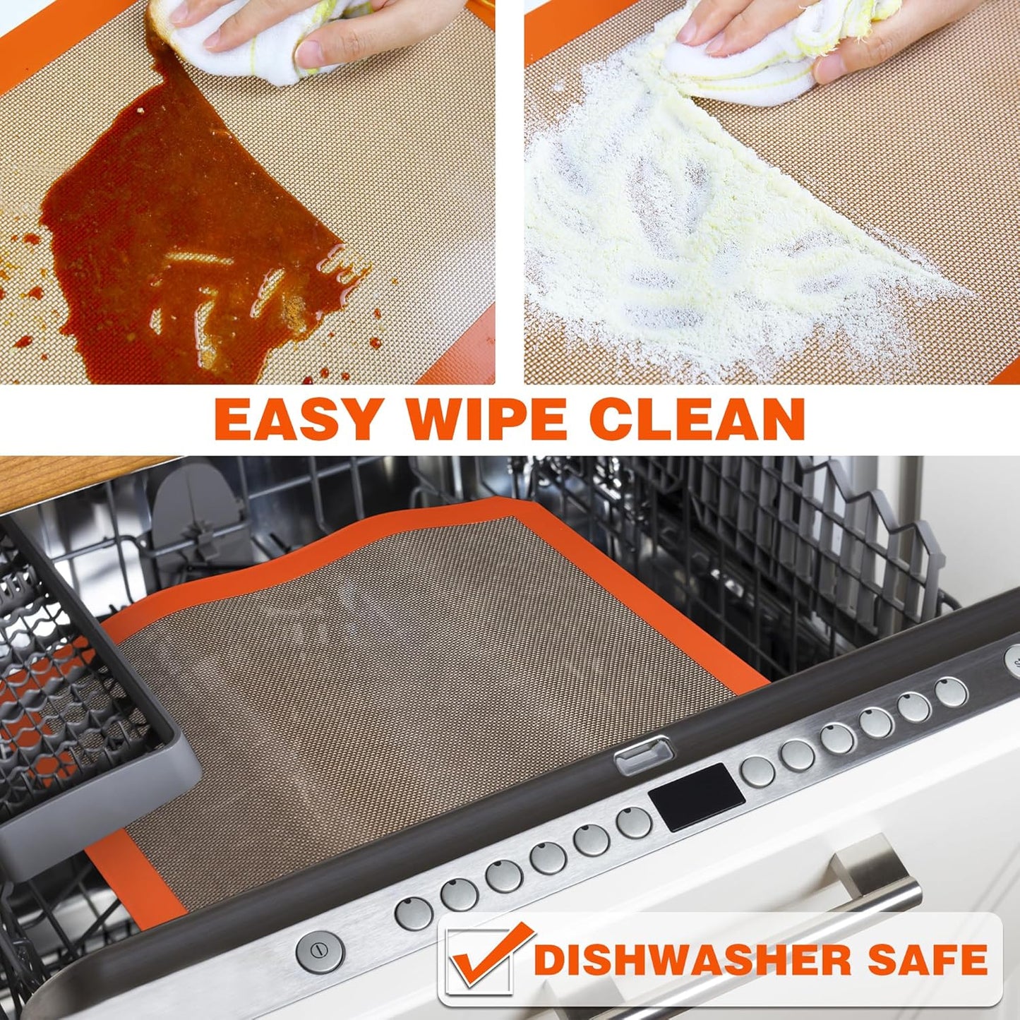 Silicone Baking Mats for Quarter Sheet - Best German Silicone - Non Slip Silicone Baking Sheet, Non Stick Reusable Silicone Mats for Baking, Oven Liner, Counter Mat