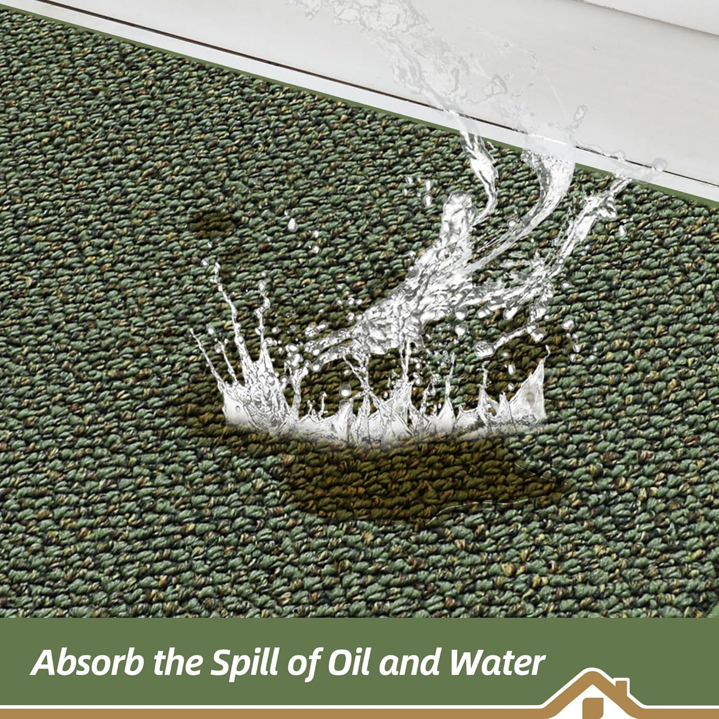 BEQHAUSE Kitchen Rugs and Mats 2PCS, Non-Slip Kitchen Mats for Floor, Absorbent and Stain Resistant Kitchen Runner, Machine Washable Rugs for Kitchen, Laundry & Sink, 24"x36"+24"x60", Green