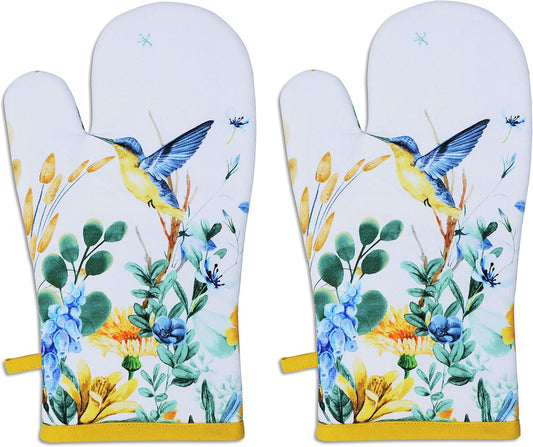 AMOUR INFINI Cotton Oven Mitts Set of 1 with Hanging Loop Non-Slip, Heat Resistant, Reusable Oven Mitt for Baking Cooking Kitchen Oven Gloves (Wild Meadow)