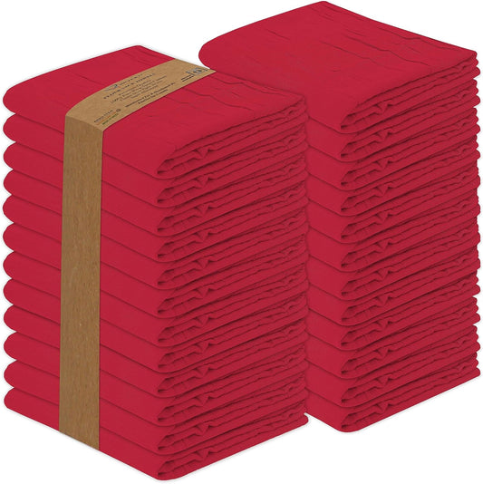 RUVANTI Flour Sack Towels 36 Pack 28x28 Inch, 100% Cotton Tea Towel, Reusable, Machine Washable, Absorbent BarTowels - Dish Cloth Perfect for Drying Dishes & Cleaning - Red