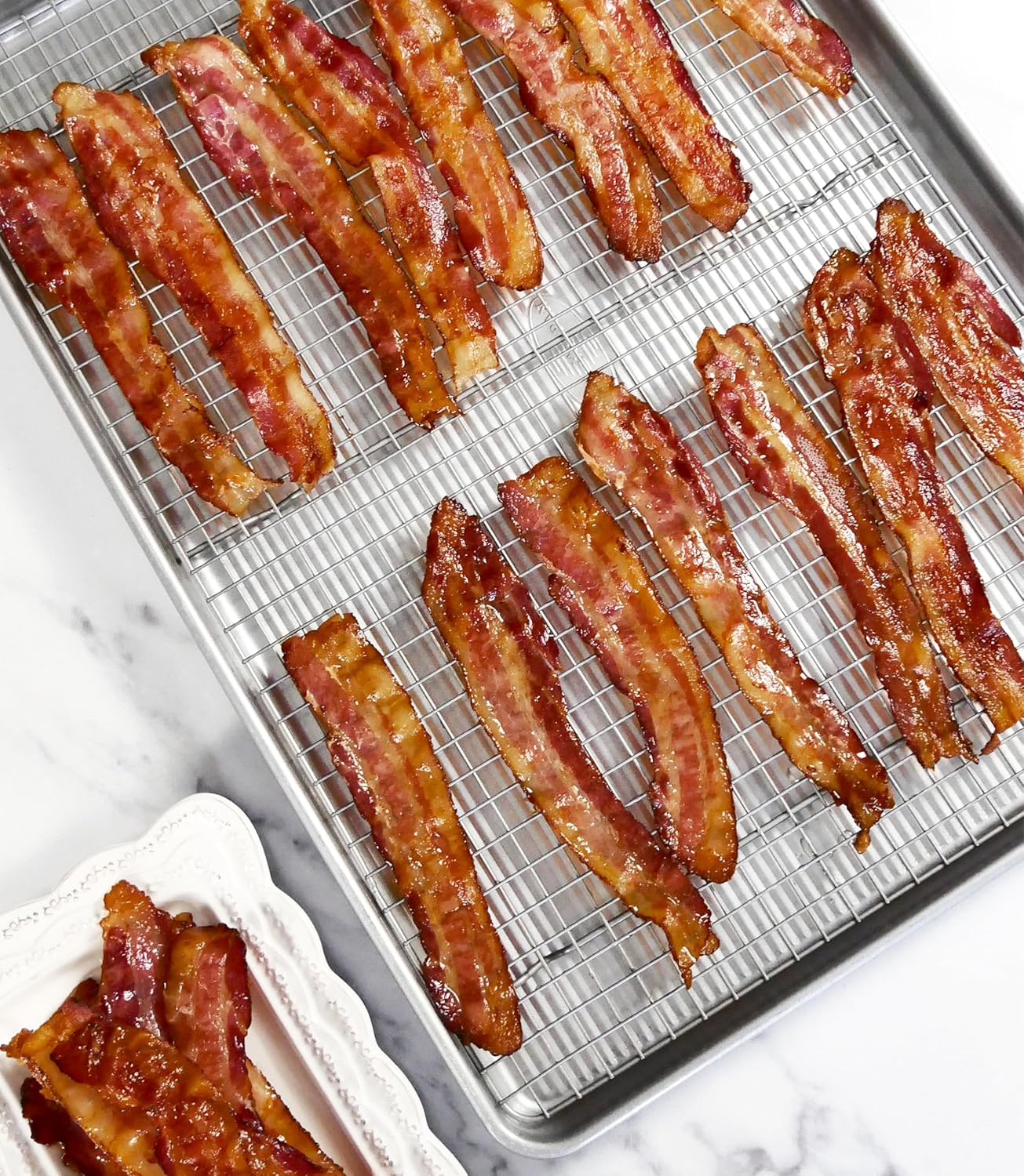 USA Pan 1607CR Bakeware Extra Large Sheet Baking Pan and Bakeable Nonstick Cooling Rack Set, XL, Metal