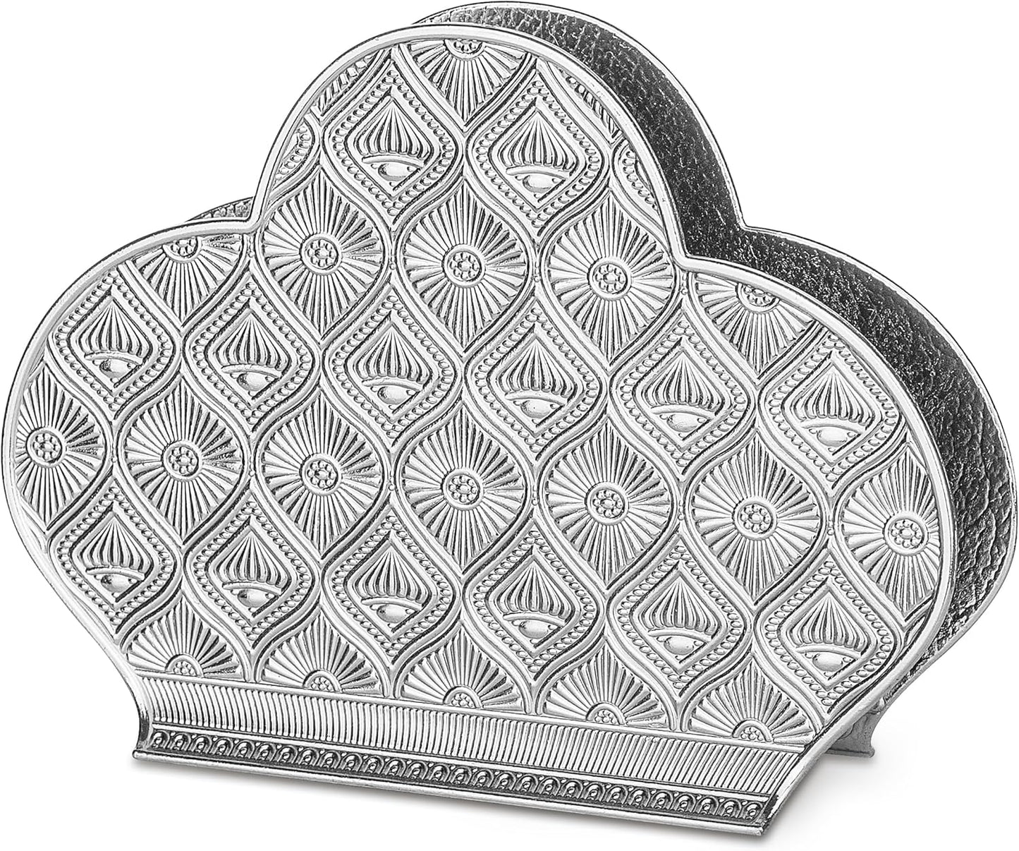 Alisveristime Zamac Napkin Holder – Decorative Elegant Metal Napkin Organizer for Table or Countertop Use (Silver)