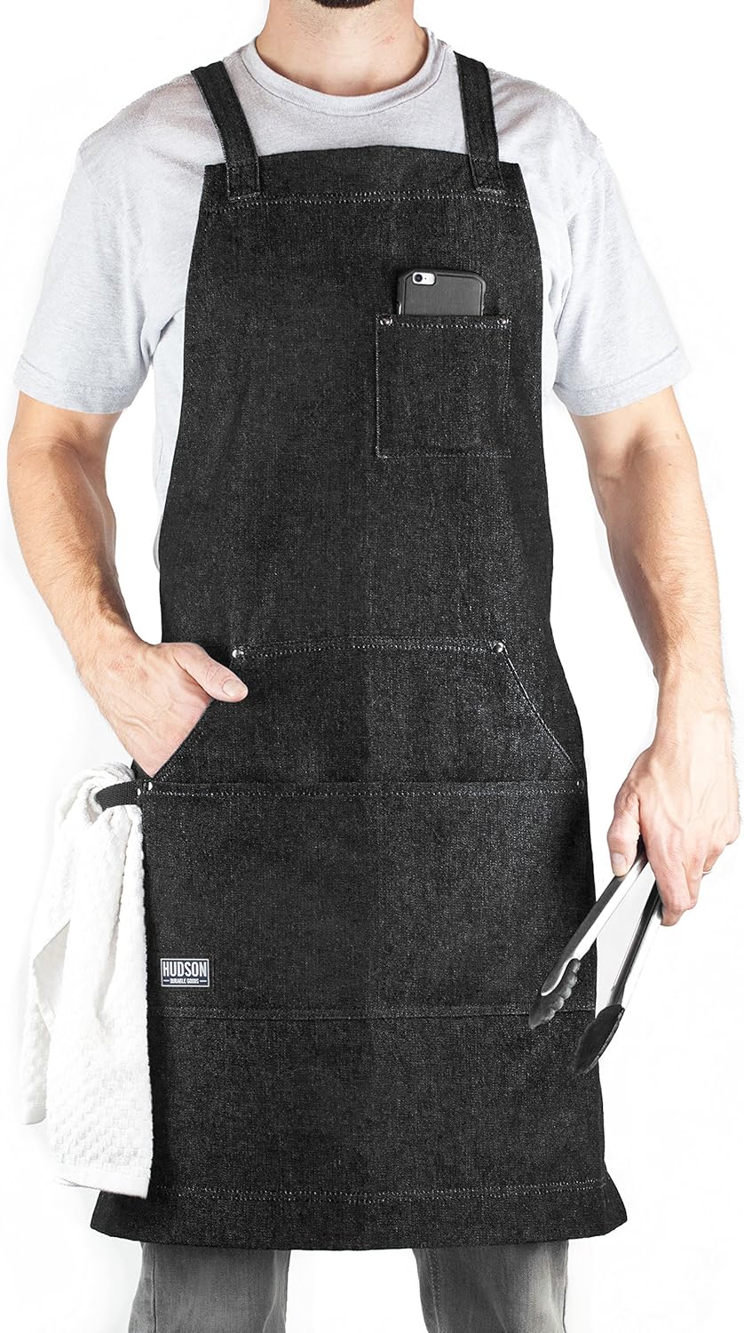 Hudson Durable Goods - Professional Grade Chef Apron for Kitchen, BBQ & Grill