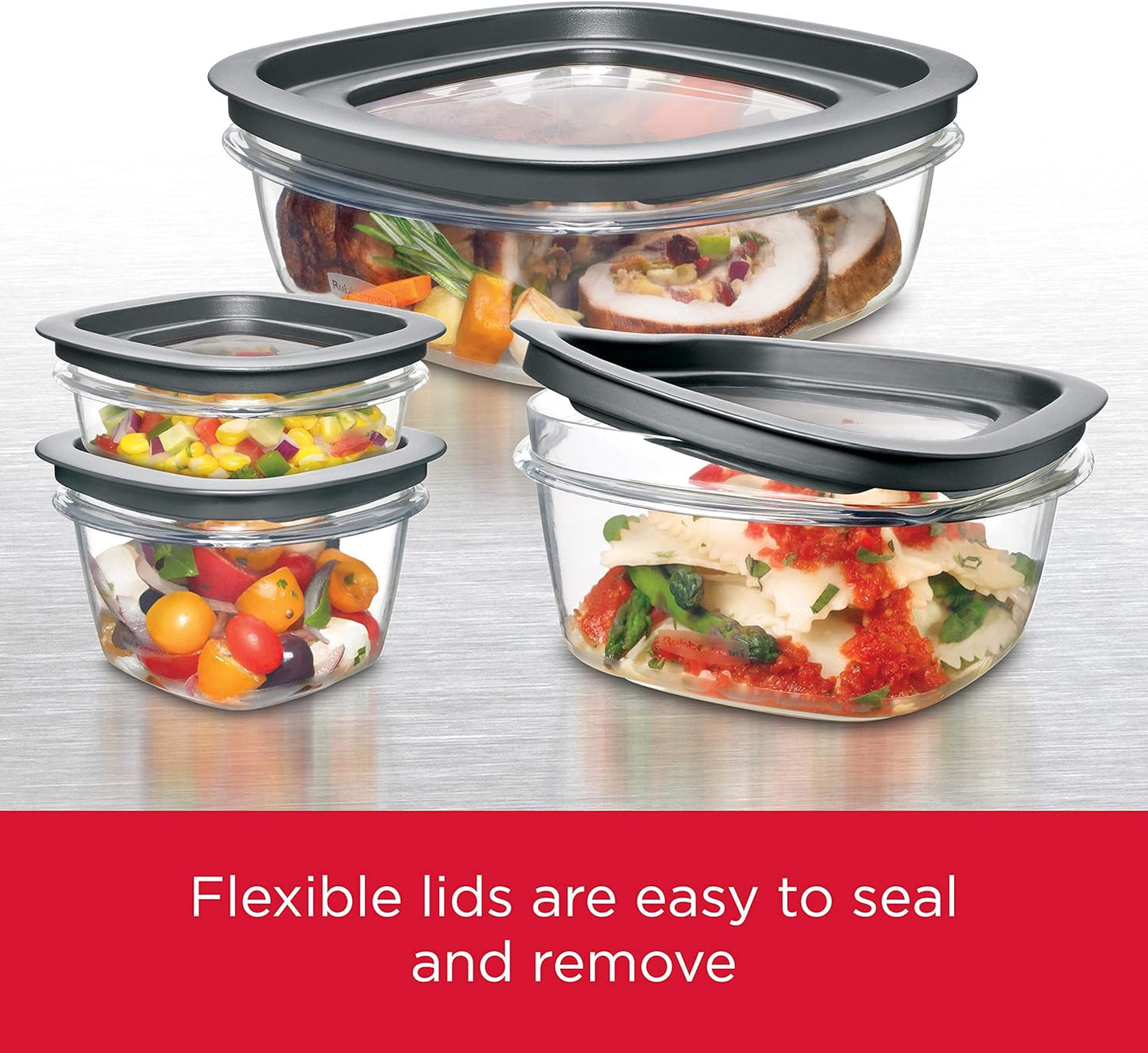Rubbermaid Premier Food Storage Container, 10 Piece Set, Grey, BPA-Free, Microwave & Dishwasher Safe