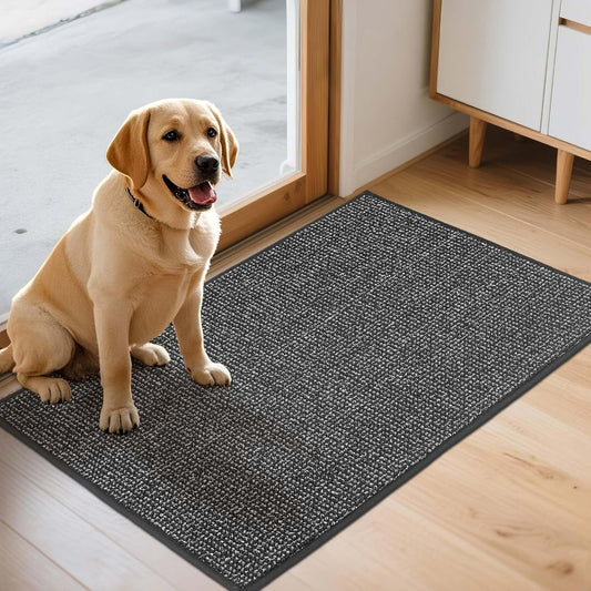 JSEI Dirt Trapper Door Mat 24"x36" Non-Slip Washable Entrance Mat, Dog Doormats, Absorbent & Fade-Resistant Floor Mats, Low Profile Welcome Mats for Entryway, Front Door, and Inside Entrance,Dark Grey