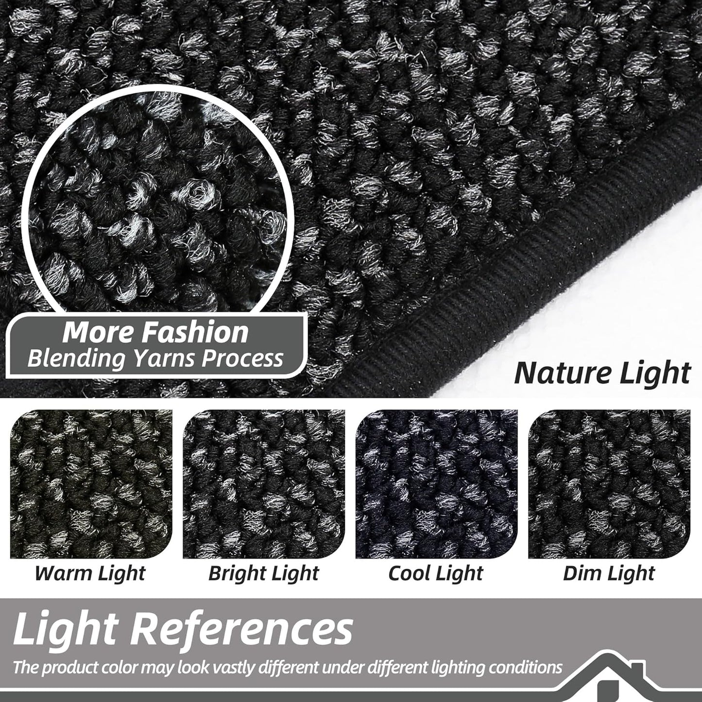 BEQHAUSE Kitchen Runner Rugs 24"x60", Non-Slip Kitchen Mats for Floor, Super Absorbent and Stain Resistant Kitchen Rug, Machine Washable Rugs for Kitchen, Hallway, Laundry & Sink, Black