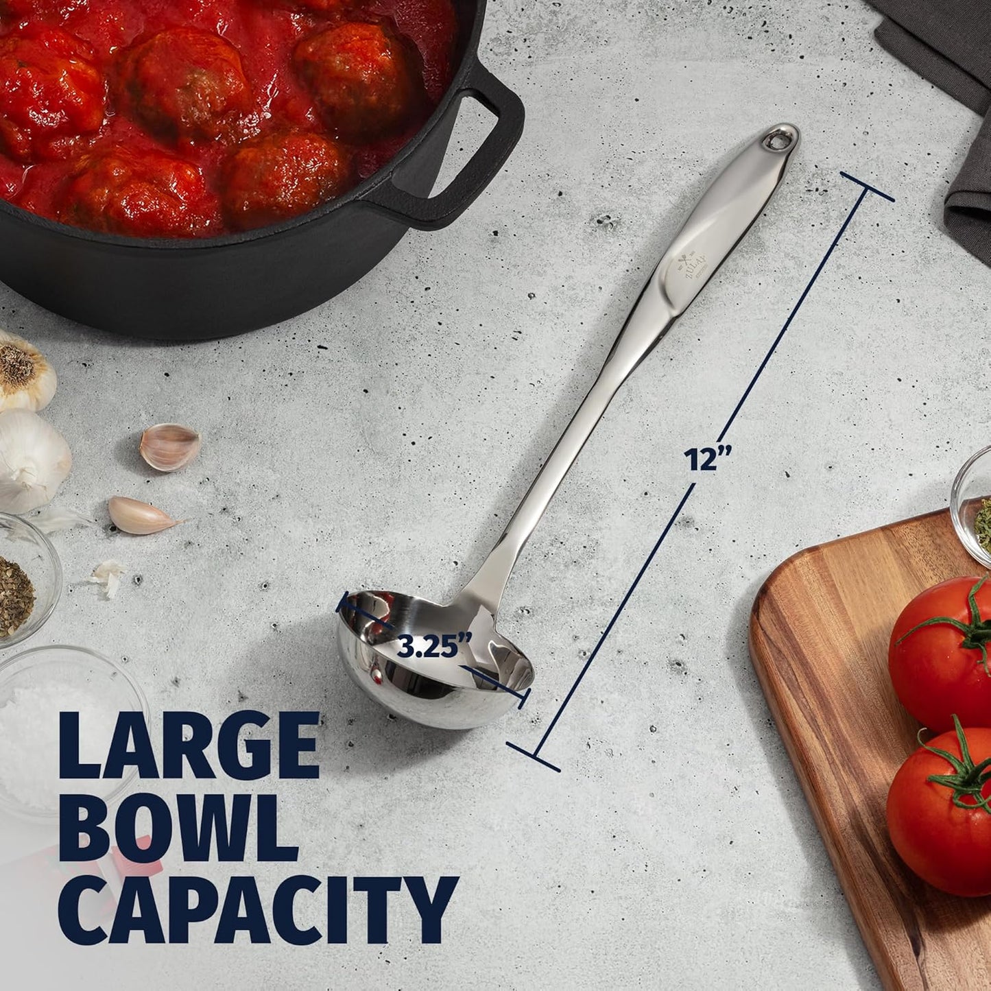 Zulay Kitchen Stainless Steel Soup Ladle – Lightweight, Strong & Durable Metal Ladle – Easy to Use, Comfortable Grip, Heat Resistant & Dishwasher Safe – Perfect for Home Cooks & Chefs (13")