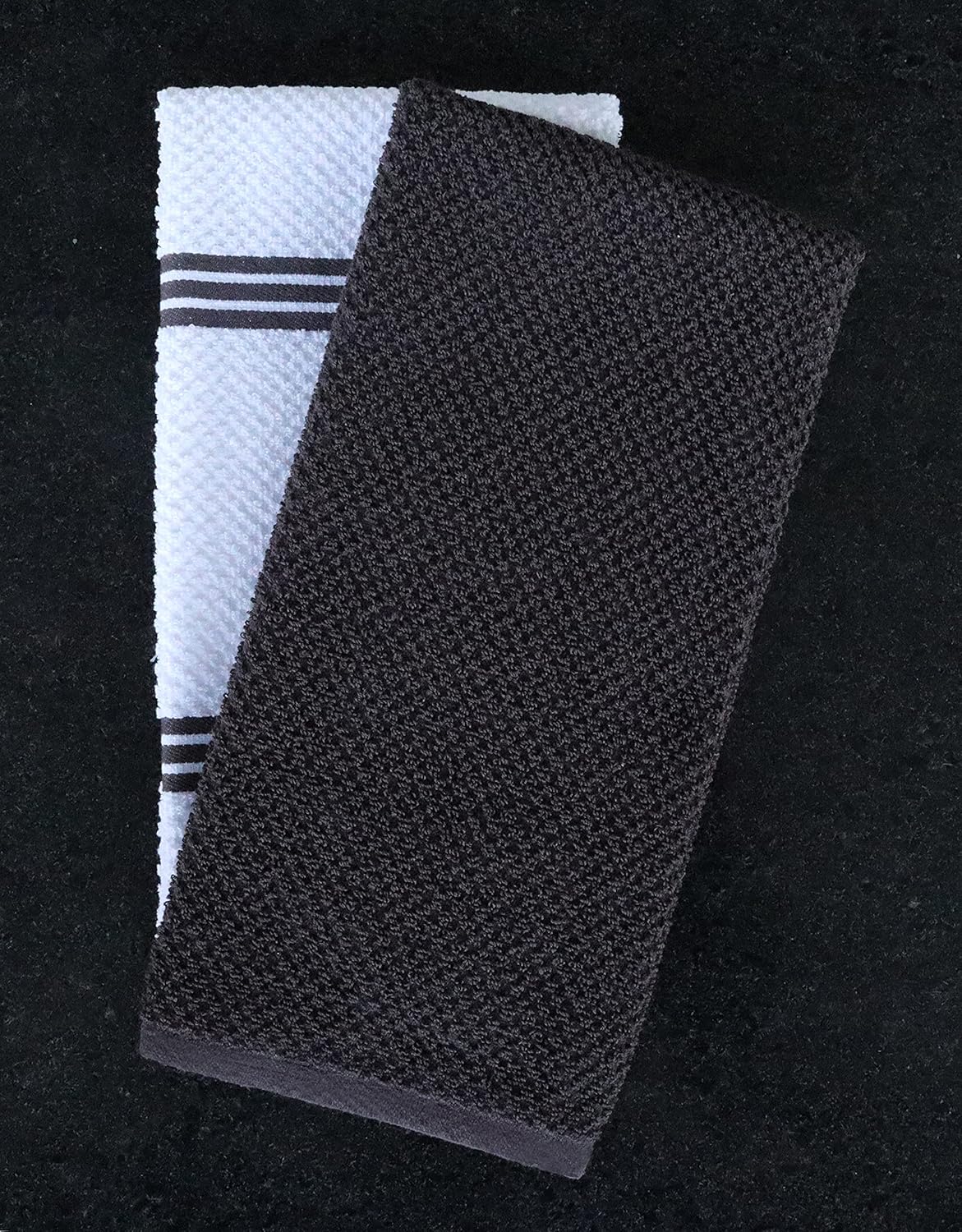 AMOUR INFINI Kitchen Towels Pack of 4 - Absorbent, Quick Drying Premium Cotton Tea Towel - Kitchen Linens 16x28 Inch Dish Towels with Hanging Loop (D.Grey)