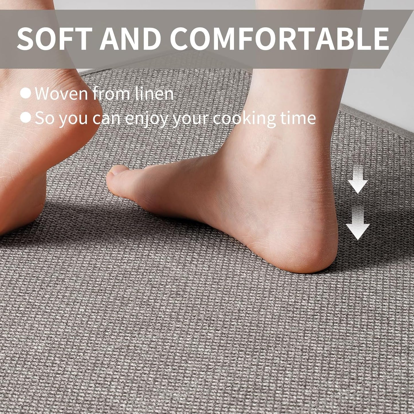 Kitchen Mat Set of 2 PCS, Cushioned Non Slip Rugs for Kitchen Floor, Absorbent Runner Comfort Standing Mats Washable for Kitchen, Office, Home Grey 17x30+17x47