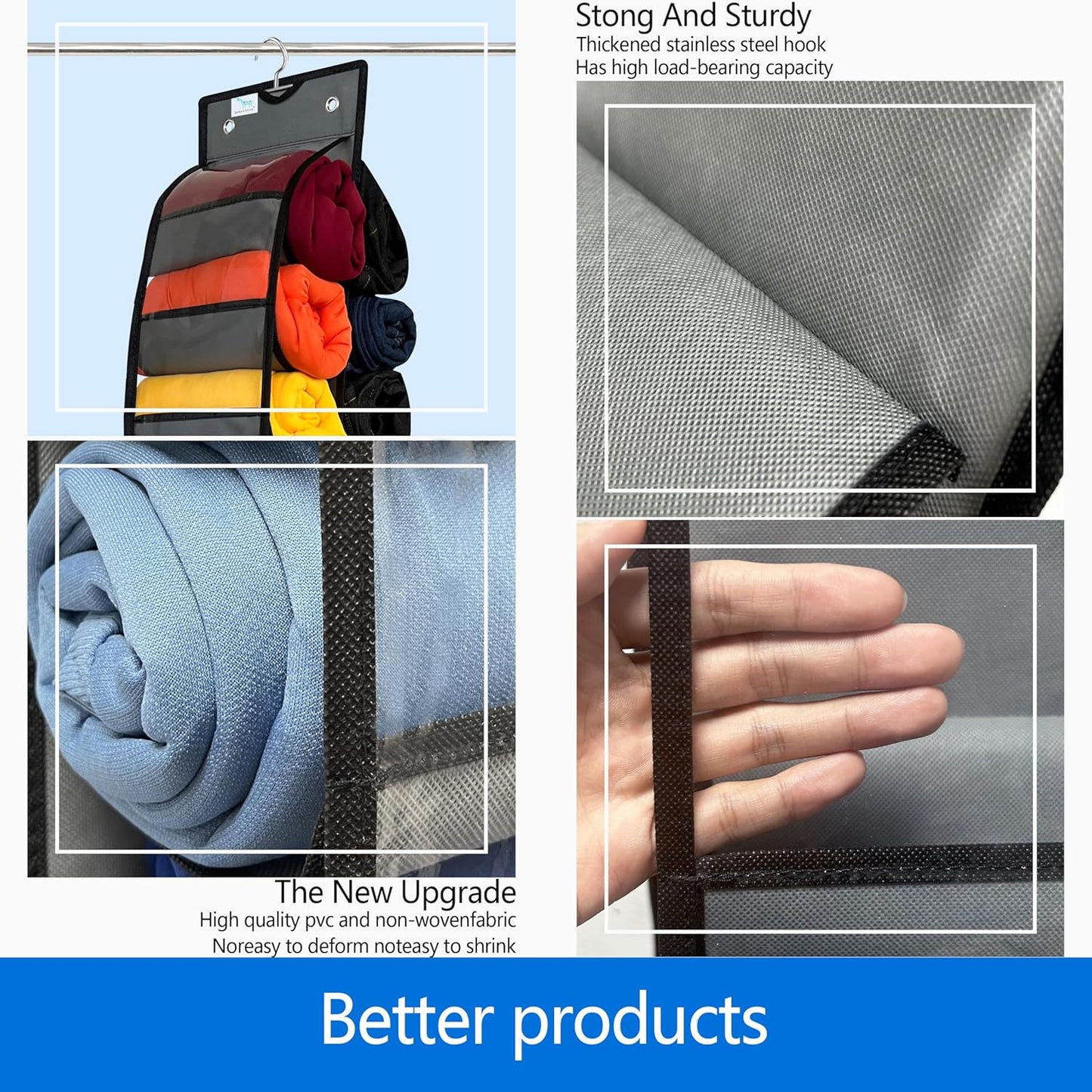 legging organizer, 24spacious pockets,closet organizers and storage,2024 NEW improved, leggings organizer for closet,Heavy Duty Hooks,legging storage,closet organizer,Grey/Black 1-pack