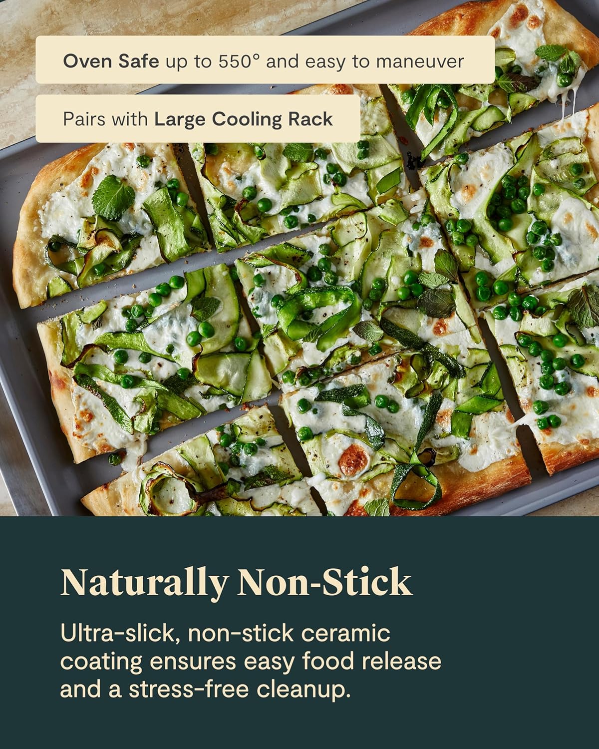 Caraway Non-Stick Ceramic Baking Sheet - Naturally Slick Ceramic Coating - Non-Toxic, PTFE & PFOA Free - Perfect for Baking, Roasting, and More - Large (18" x 13") - Sage