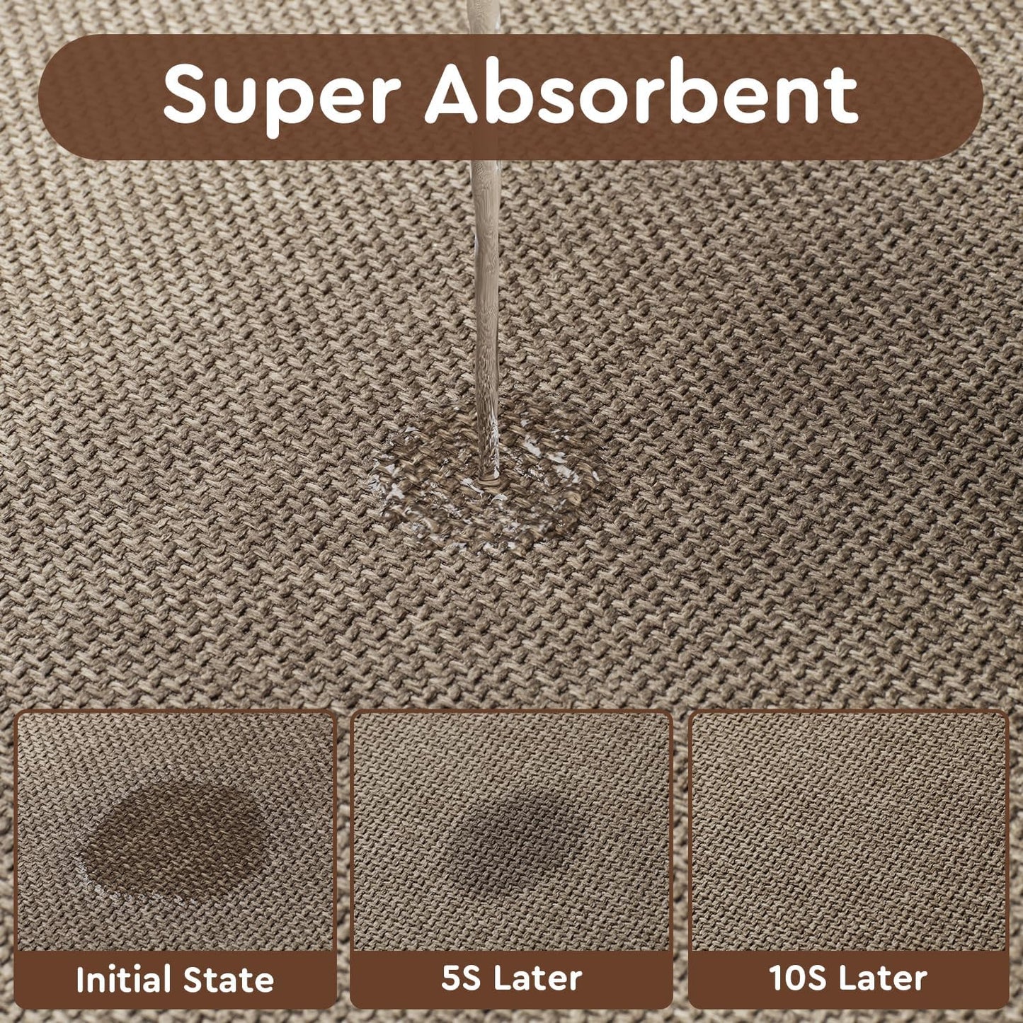 tchdio Kitchen Mats for Floor Set of 2 PCS, Rubber Backed Kitchen Rugs Non Slip Washable, Superior Absorbent Kitchen Mat Easy to Clean, Comfort Kitchen Floor Mat Front of Sink Tan 17"x29"+17"x47"