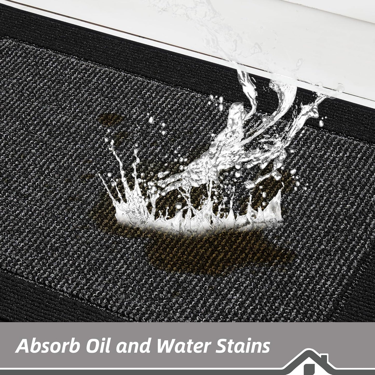 BEQHAUSE Kitchen Rugs and Mats Set of 2 Non-Slip Kitchen Mats for Floor, Absorbent and Stain Resistant Kitchen Runner, Machine Washable Rugs for Kitchen, Laundry & Sink, 24"x36"+24"x60", Black