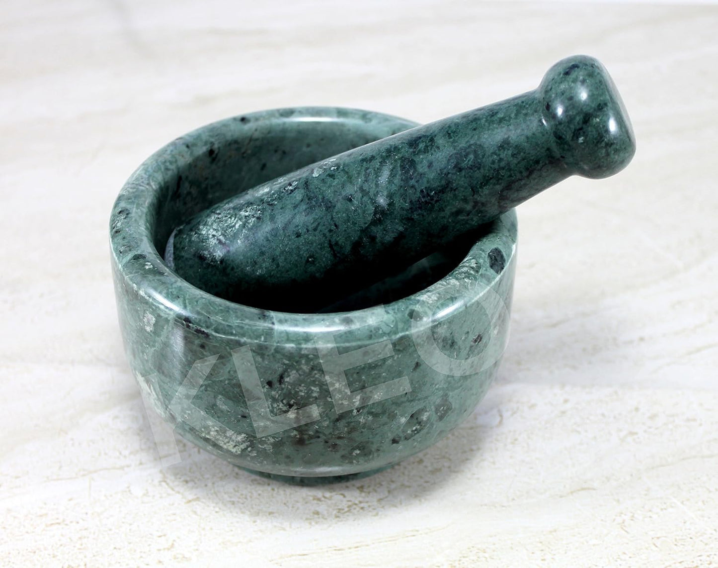 5" Diameter Natural Stone Mortar and Pestle Set as Spice Grinder, Medicine Masher - Okhli & Musal (Green)
