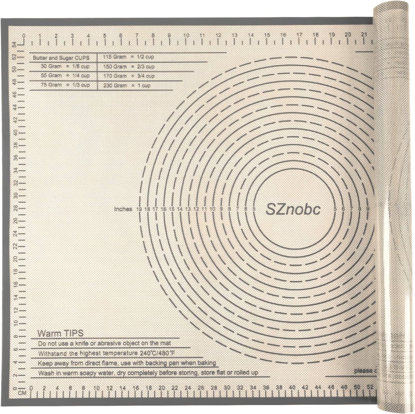 Silicone Pastry Mat 26x34 Inch Baking Mat with Measurement, Perfect for Dough, Pastry, Pie Crust, Fondant, Cookies, Bread, Pasta, Pizza, Food Grade Kitchen Counter Mats