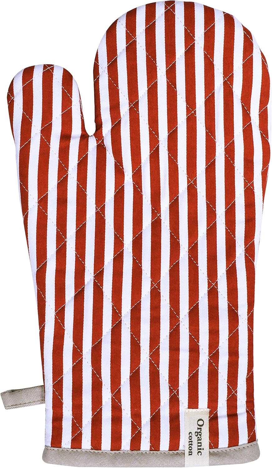 AMOUR INFINI Cotton Oven Mitts Set of 1 with Hanging Loop Non-Slip, Heat Resistant, Reusable Oven Mitt for Baking Cooking Kitchen Easter Oven Gloves (Rust)