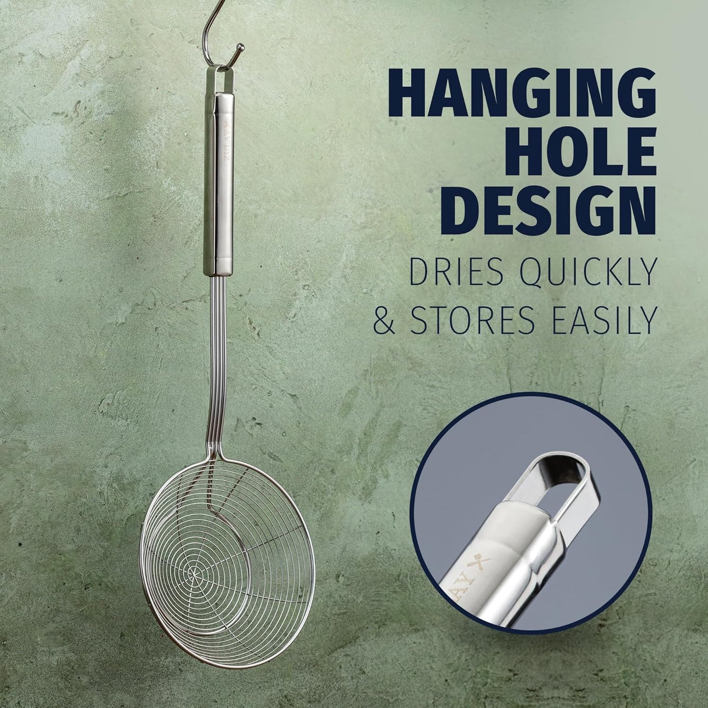 Zulay Kitchen Premium Stainless Steel Spider Skimmer 15.35” - Spider Kitchen Utensil with Premium Ergonomic Handles for Easy Use - Easy to Clean - Perfect for at Home Cooks & Chefs