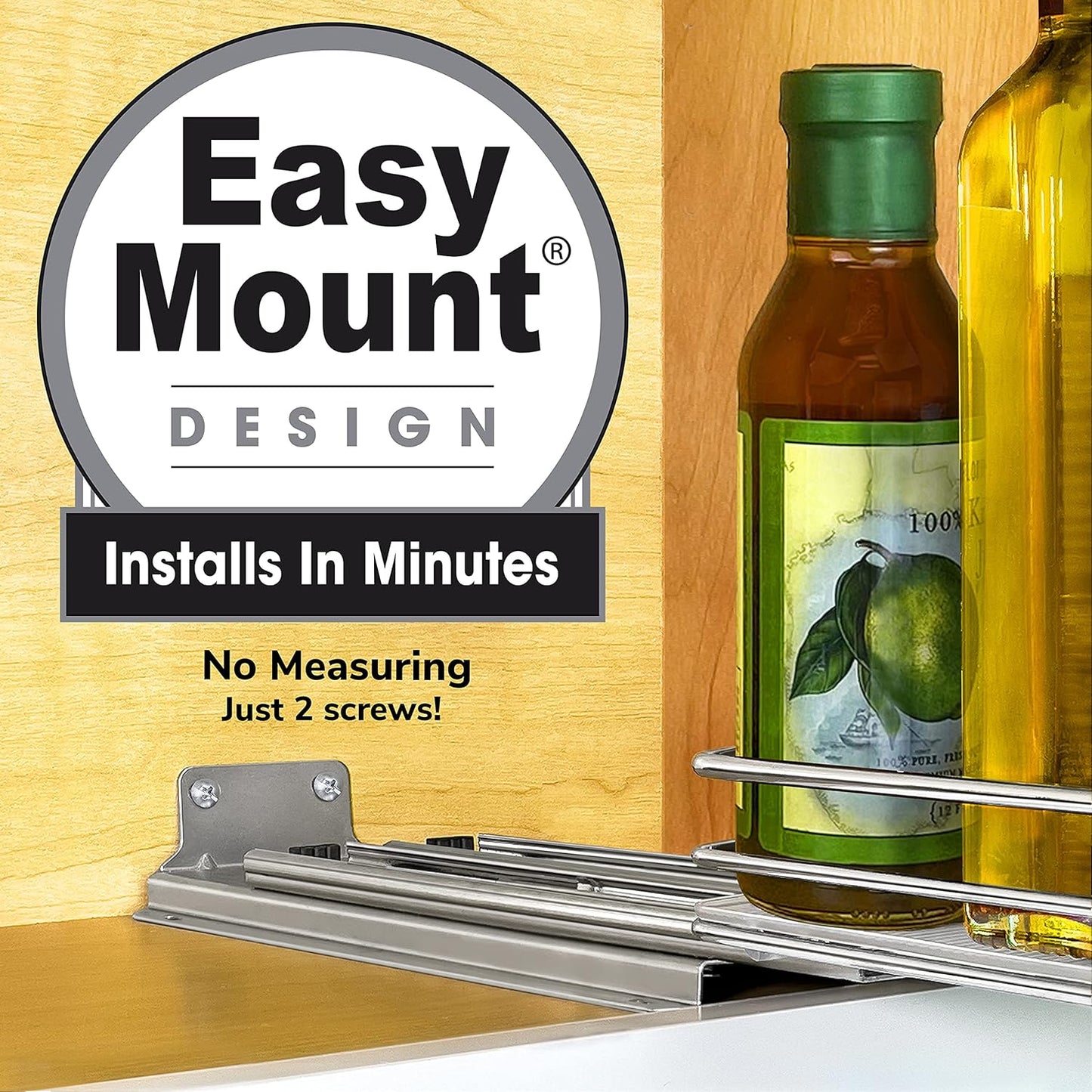 LYNK PROFESSIONAL® Pull Out Spice Rack Organizer for Inside Kitchen Cabinets - 6-1/4 inch Wide - Slide Out Drawer – Chrome Sliding Spice Cabinet Organization Shelf Racks - 1 Tier