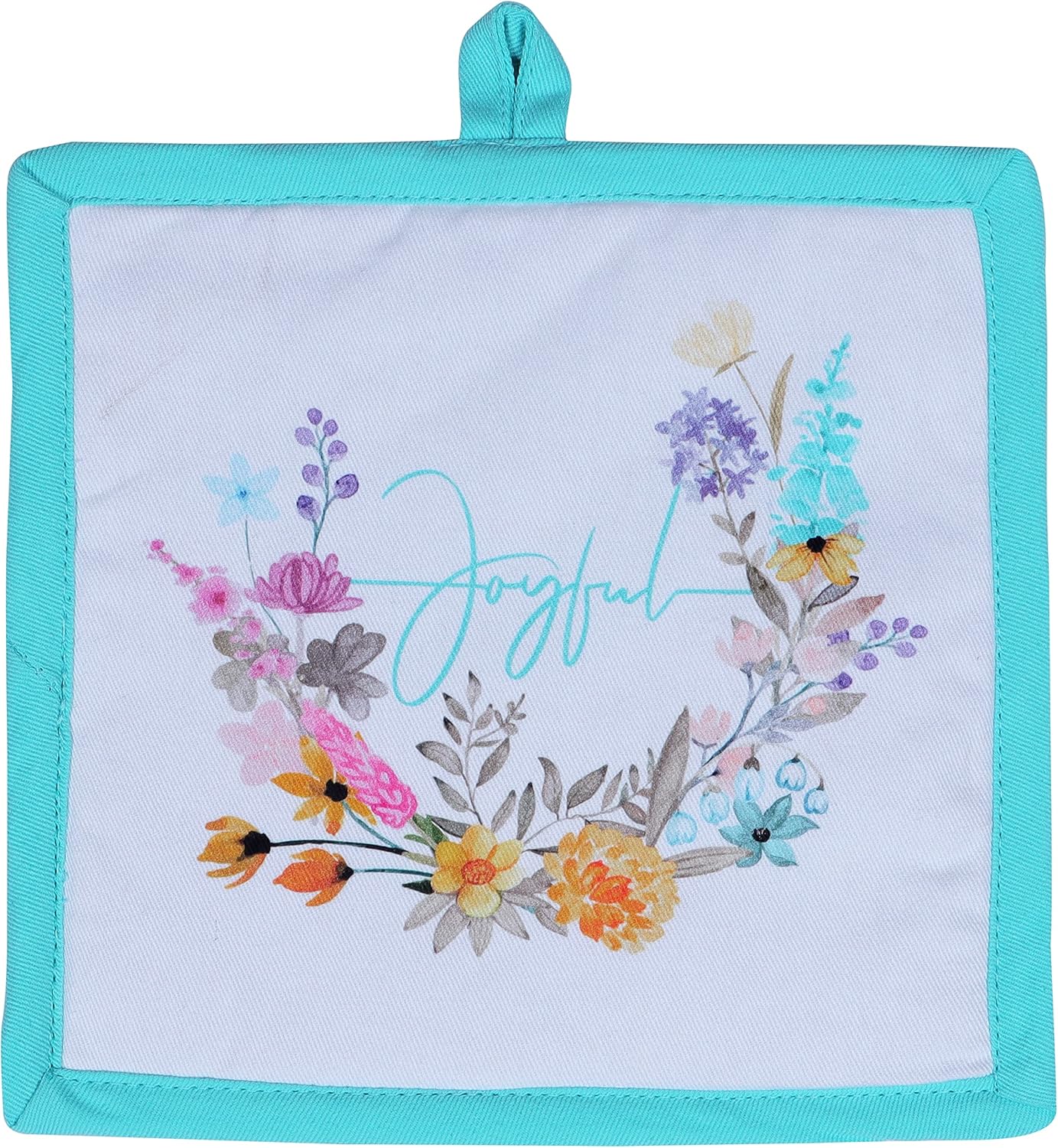 AMOUR INFINI Pot Holders Heat Resistant Cotton Set of 2 Nonslip 8"x8" Inch Hot Pads for Kitchen, BBQ, Baking & Cooking with Hanging Loops (Joyful Floral)