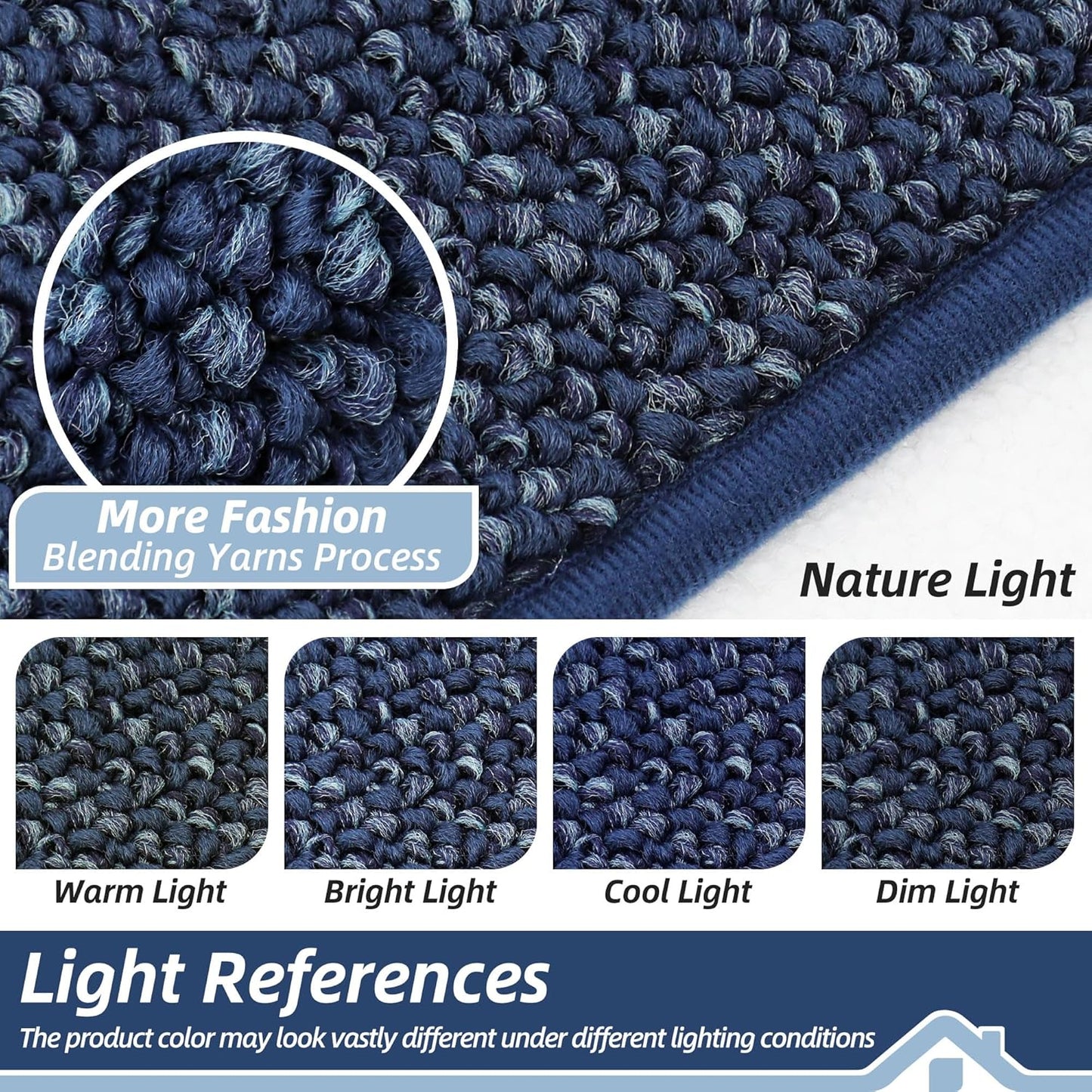 BEQHAUSE Kitchen Runner Rugs 20"x48", Non-Slip Kitchen Mats for Floor, Super Absorbent and Stain Resistant Kitchen Rug, Machine Washable Rugs for Kitchen, Hallway, Laundry & Sink, Blue