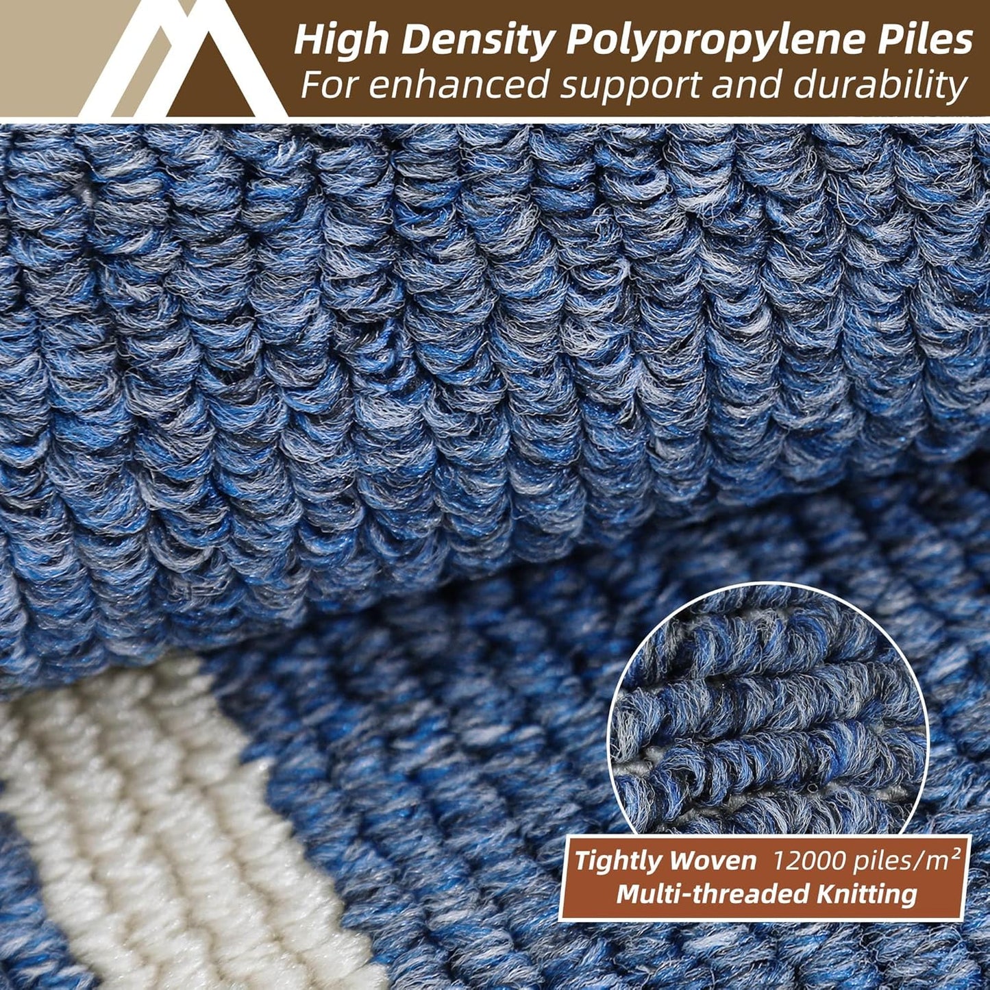 COSY HOMEER Long Kitchen Floor Mats for in Front of Sink Super Absorbent Kitchen Rugs and Mats 24"x79" Non-Skid Kitchen Mat Standing Mat Washable,Polypropylene,Blue,Frame