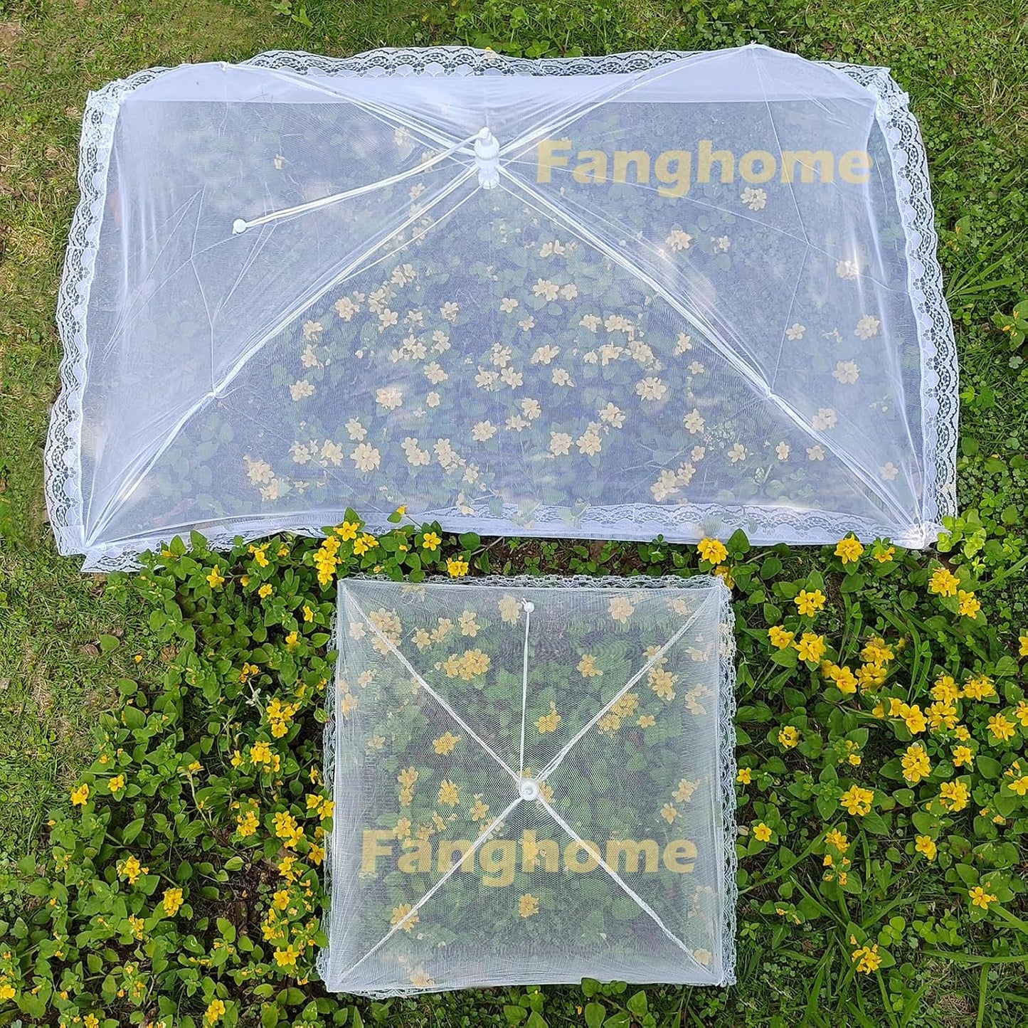 Food Covers for Outside Mesh,2 Pack 40"X24" + 2 Pack 17"X17" Extra Large Pop Up Mesh Food Tent Net Umbrella Food Covers for Outdoors Picnic Party BBQ Supplies,Food Nets for Outdoors