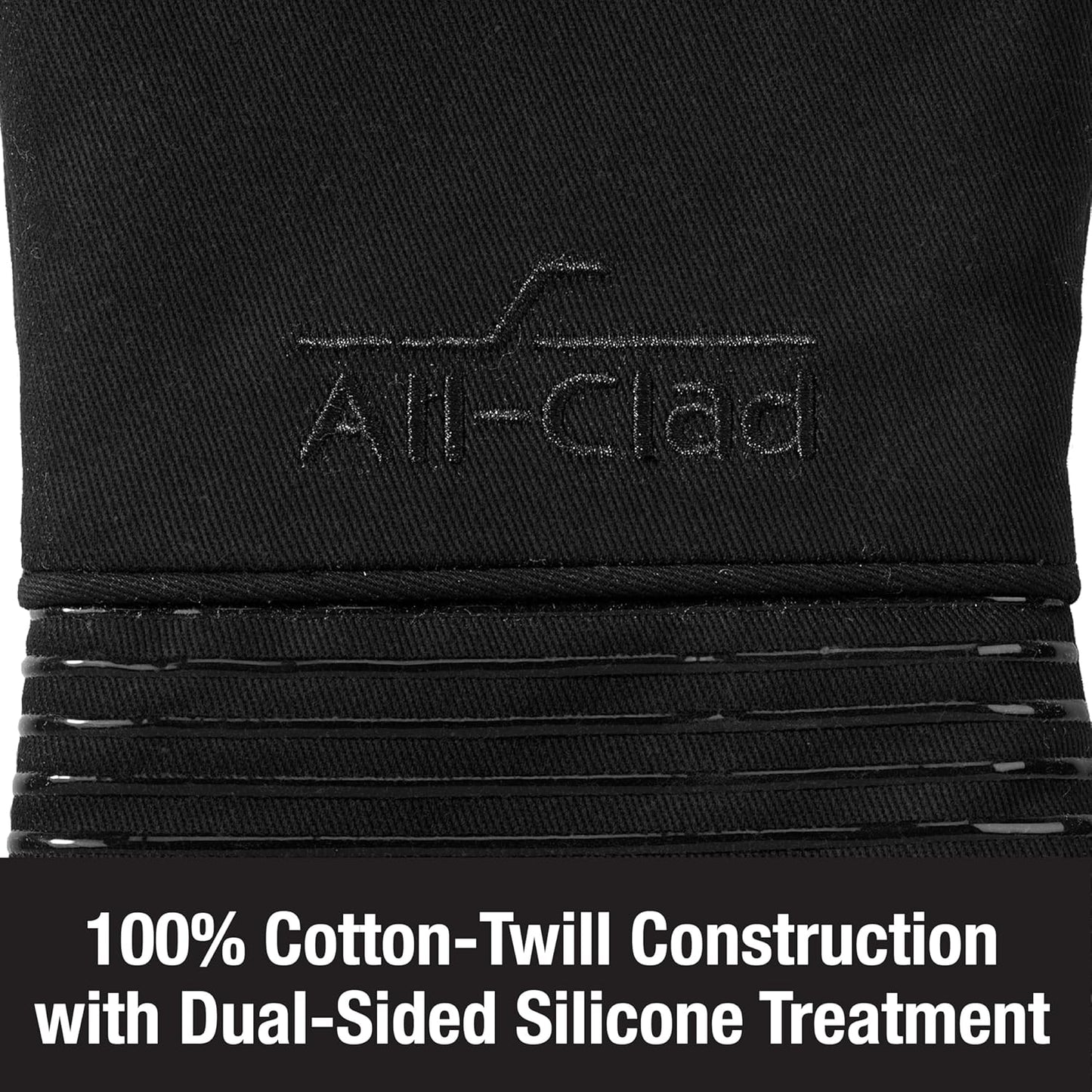 All Clad Silicone Oven Mitt: Heat Resistant up to 500 Degrees - 100% Cotton & Silicone, 14"x7" Oven Mitt for Kitchen and Barbeque, 1-Pack, Black