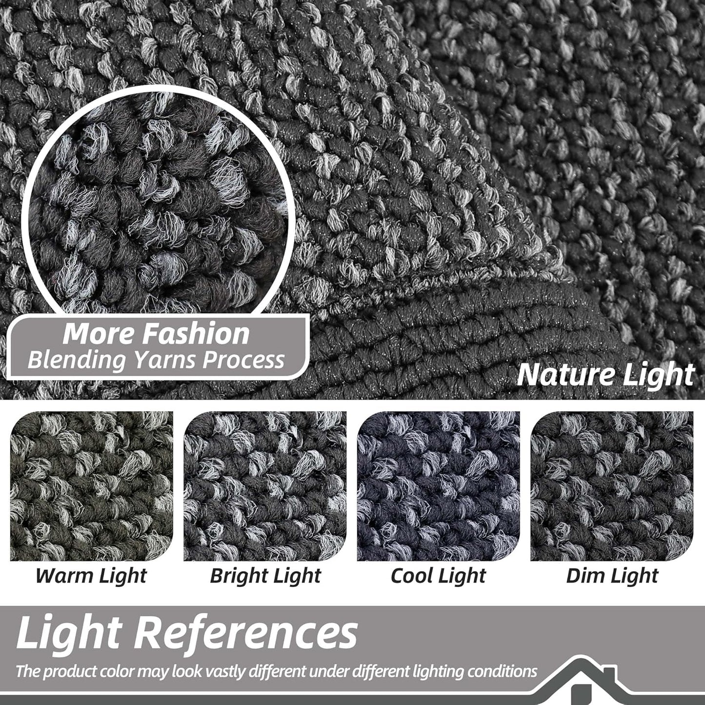 BEQHAUSE Indoor Door Mat 24" x 60", Dirt Trapper Door Mats Non-Slip Entryway Rugs Washable, Resist Dirt Absorbent Welcome Mat, Low Profile Floor Mats for Front Back Door and Entryway, Charcoal