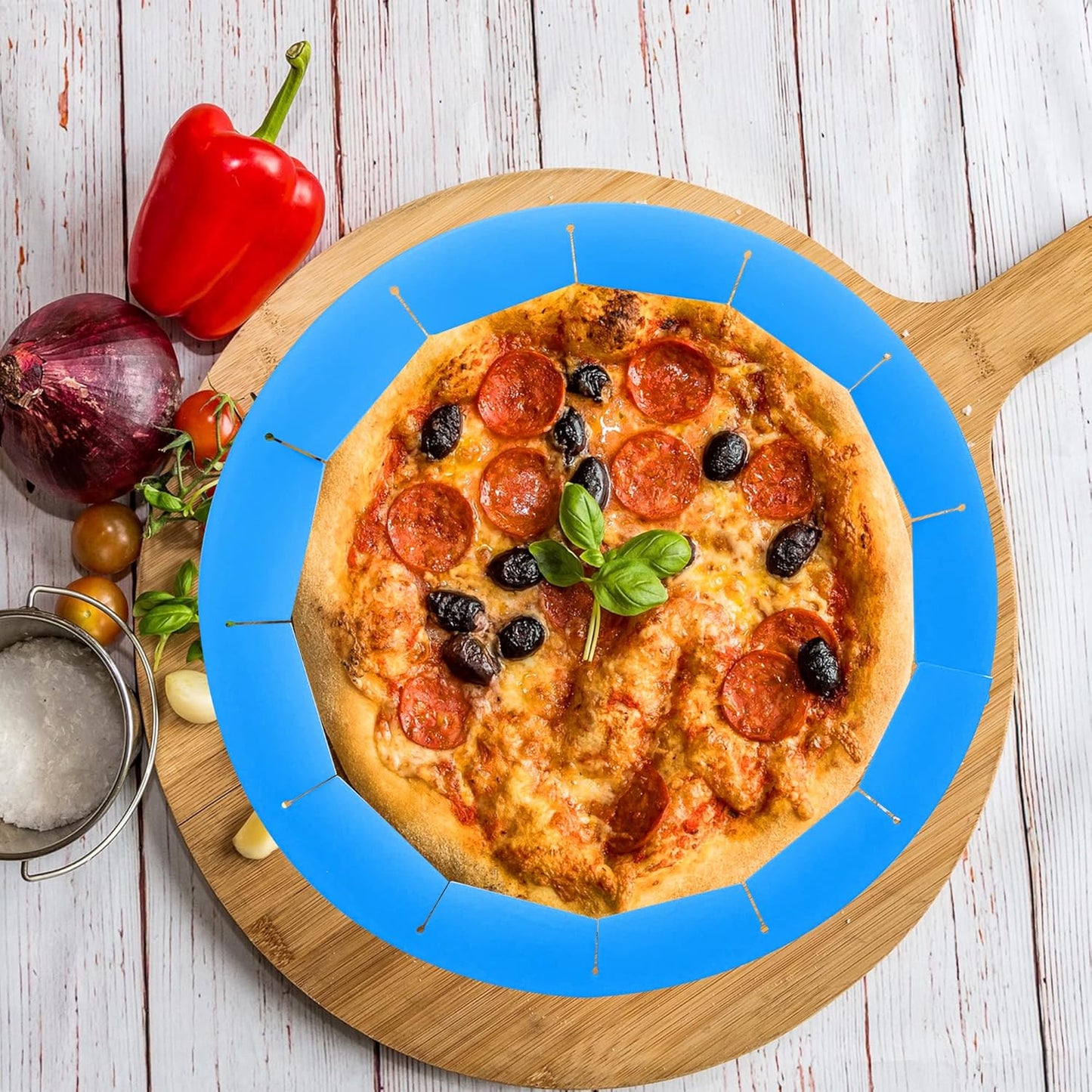 2 Pack Adjustable Silicone Pie Crust Shield, BPA-Free Protector Cover Kitchen Tool for Baking Pizza, Fit 8-10.7 Inch Pies - Dishwasher Safe (Blue)