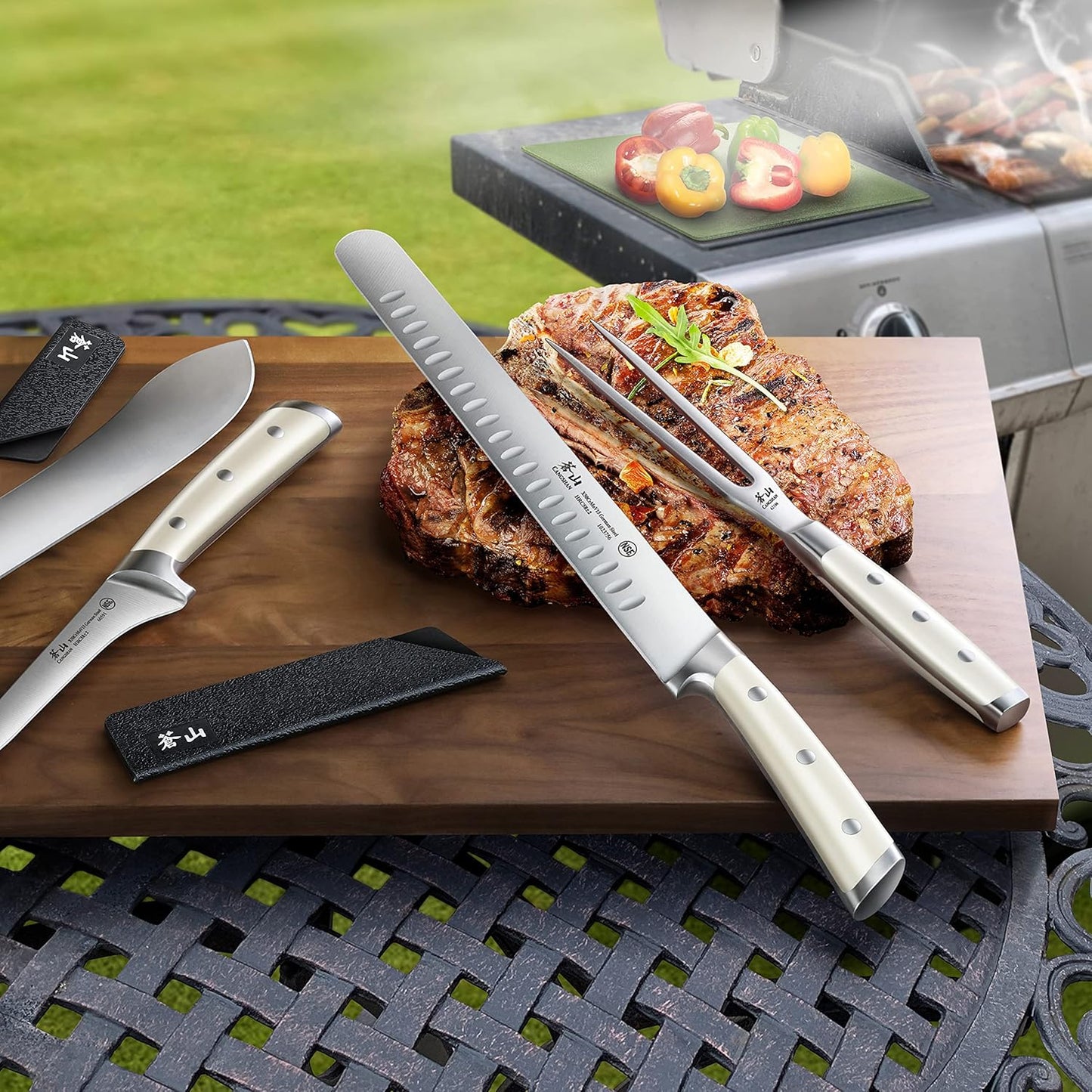 Cangshan S1 Series 7-Piece BBQ Knife Set, Forged German Steel, 1023718