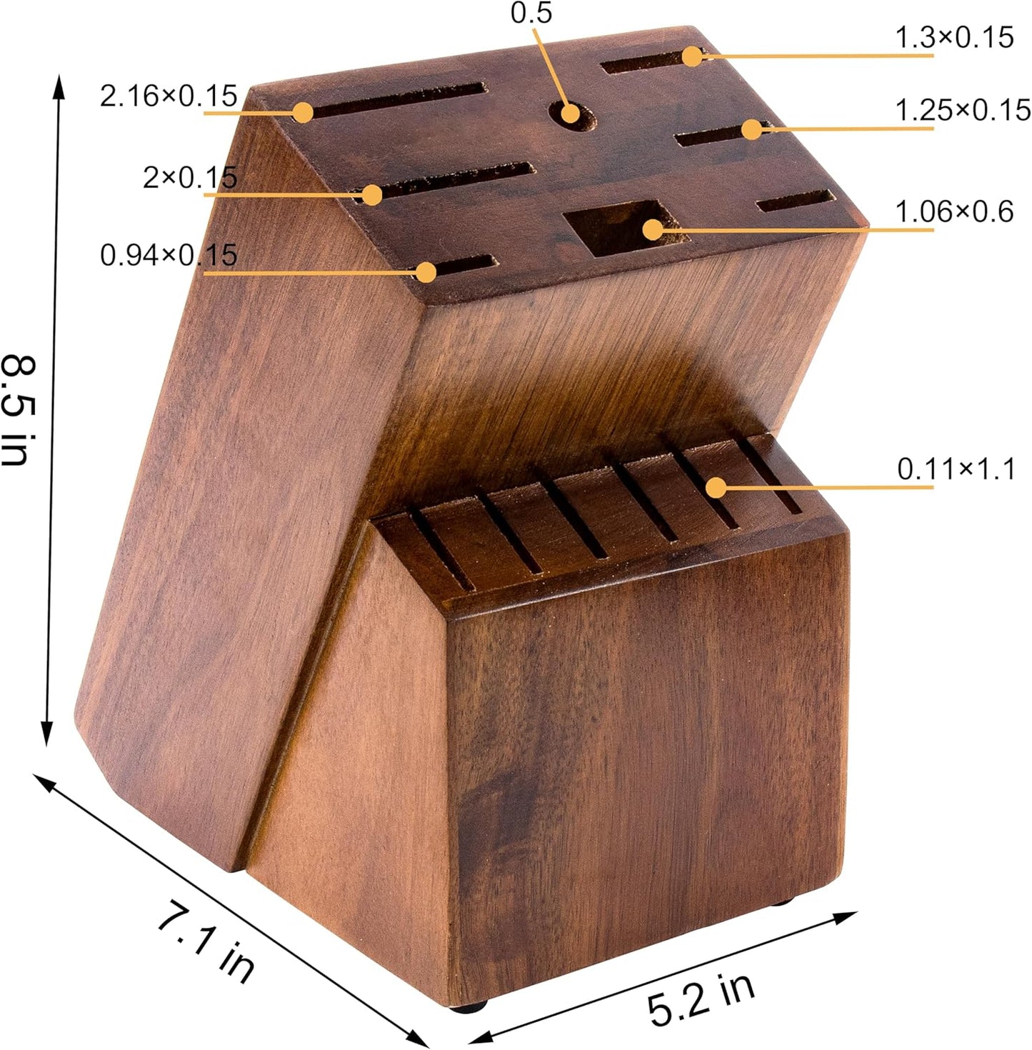 RedCall Universal Knife Block Holder,Large Wood Bamboo Knife Block without Knives,14 Slot Universal Knife Holder Countertop,Butcher Block Knife Storage Organizer for Kitchen (Brown)