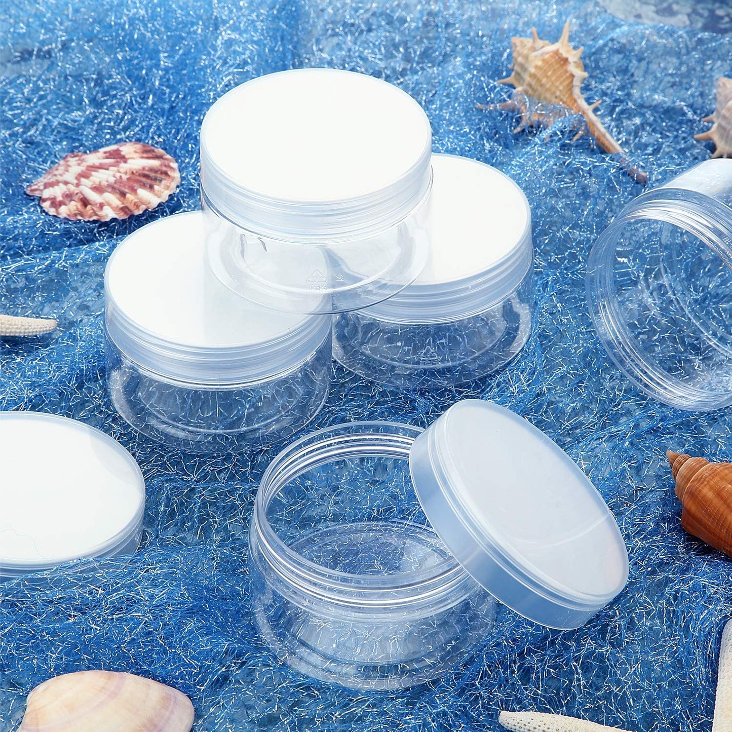 SATINIOR 6 Pack 4 oz Plastic Jars Containers with Lids Wide-mouth Refillable Leakproof Reusable Round Empty Jars for Travel Cosmetic Dry Food Spice Candy Cookie Home Kitchen Organizing (Clear)