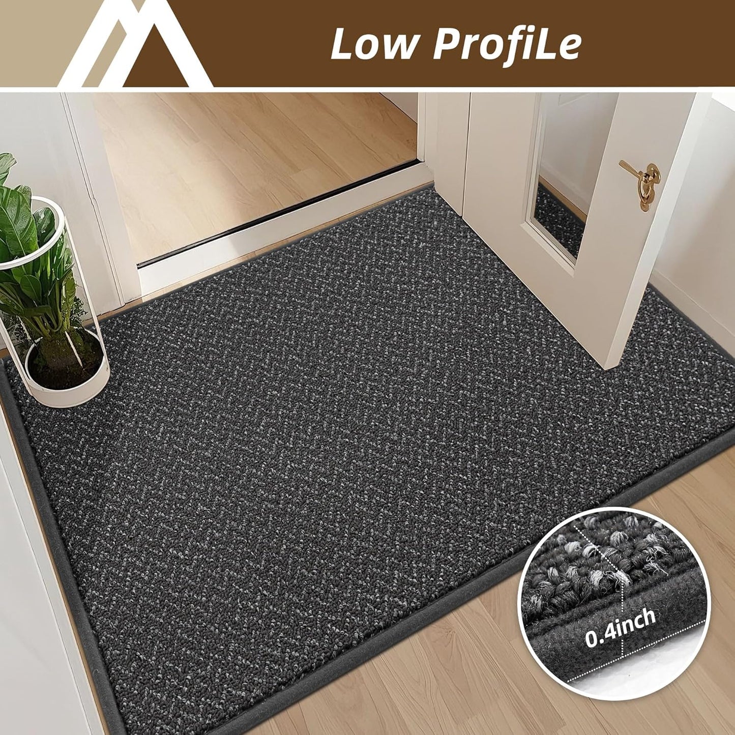 COSY HOMEER-Door-Mat 32"x48" Non Slip Absorbent Entryway Rugs Dirt Trapper Doormats Washable Entrance Mats Low Pile Welcome Floor Mat for Front Back Door and Entry Mats,Dark Grey