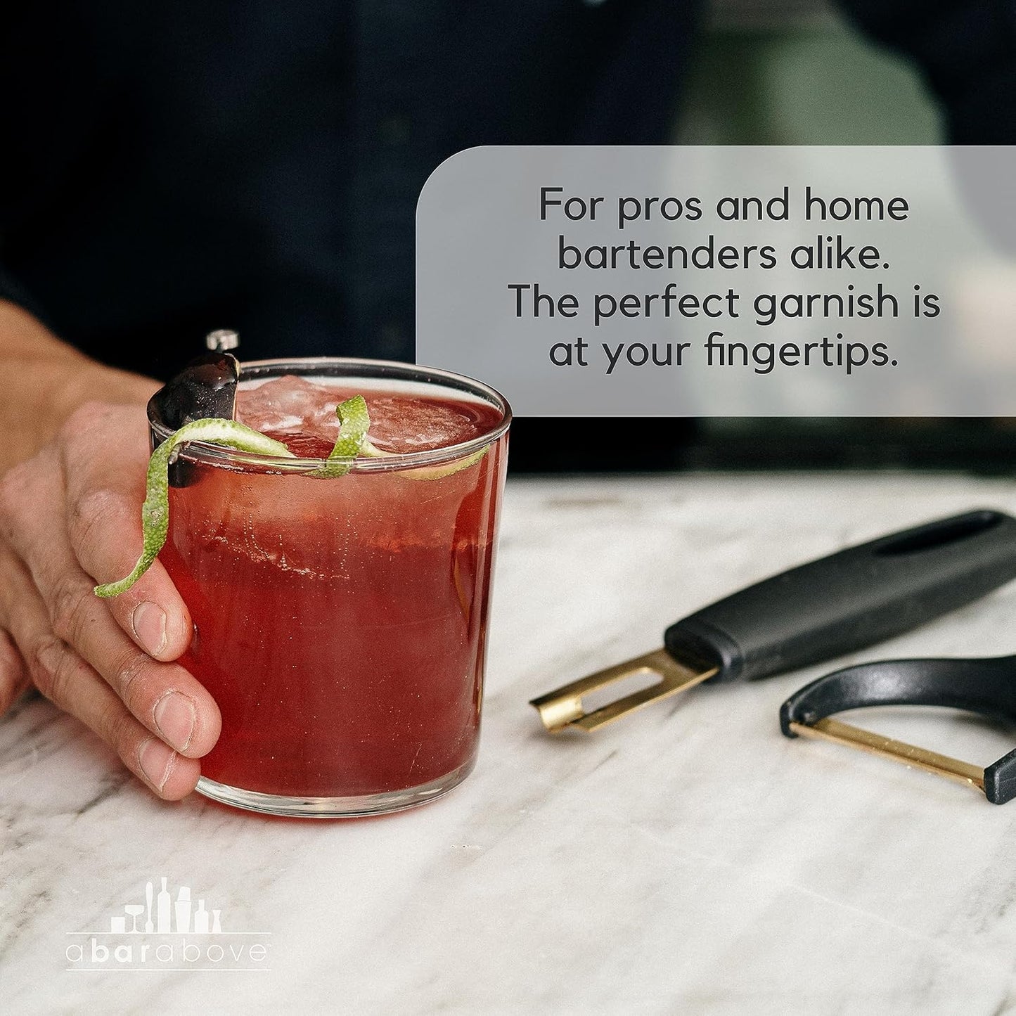 A Bar Above Premium Quality Channel Knife, Stainless Steel Bar Tool, Garnish for Cocktail Mixers, Lemon Zester, and Fruit Peeler, Professional Grade Bar Accessory, Durable Citrus Knife