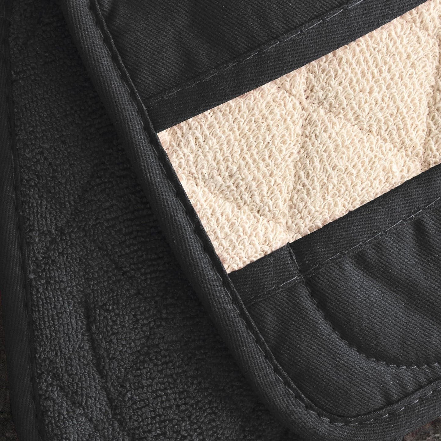 Ritz Premium Pot Holders & Heating Pads (4-Pack), 8.5" x 5.5", Heat Resistant, 100% Cotton Terry-Looped Pocket, for Kitchen and Barbeque, Black