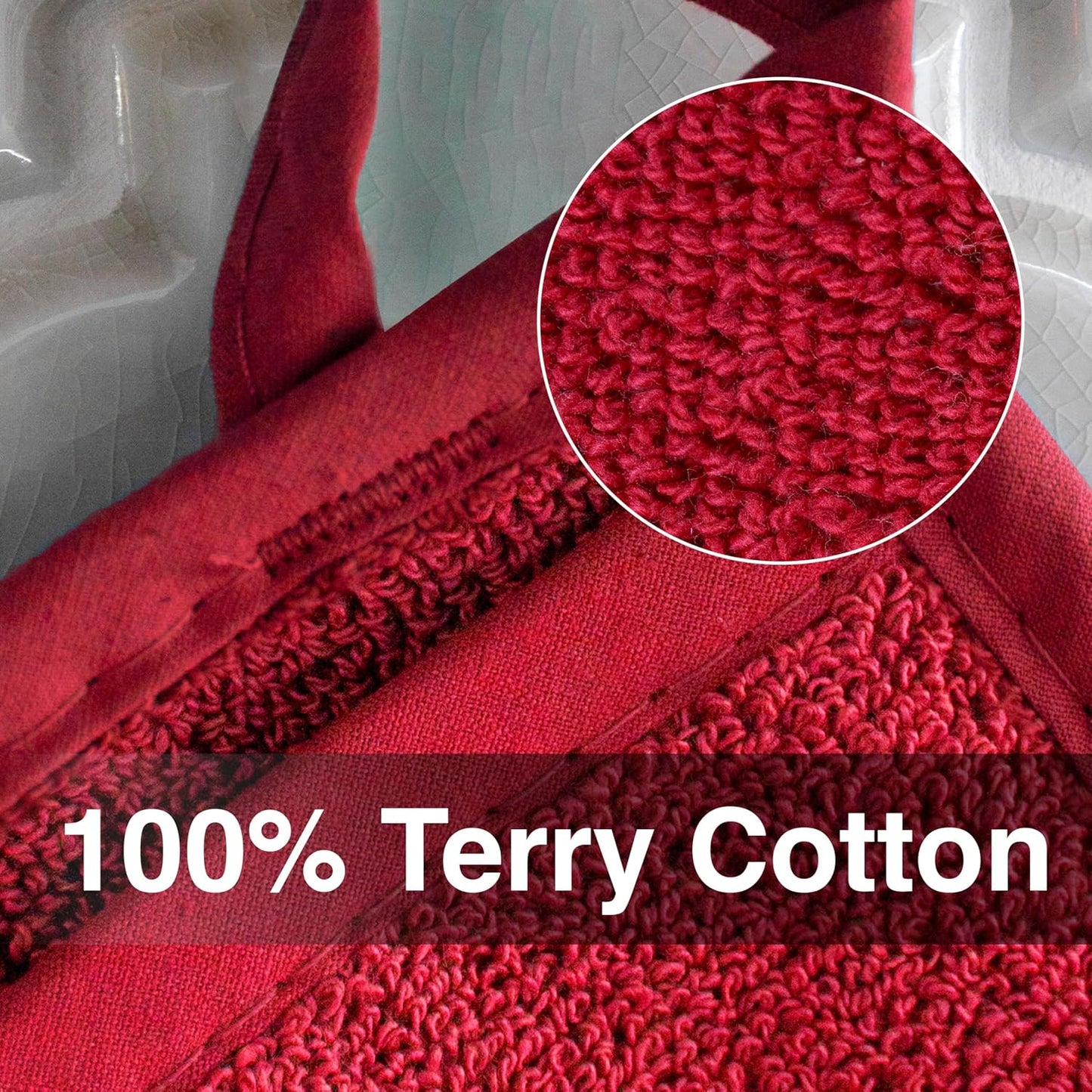 RITZ Terry Pocket Mitt & Hot Pad: Unparalleled Heat Resistant, Durable 100% Cotton,Ergonomically Designed for Optimal Grip, Easy-Care Machine Washable 4-Pack, Paprika Red