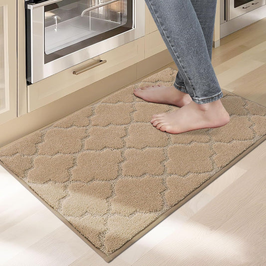 COSY HOMEER Kitchen Rugs Washable Non Slip Kitchen Mats for Floor Absorbent Kitchen Carpet 20" x 32" Soft Rugs for Kitchen,Sink Mat,Entrance,Area Rugs,Beige