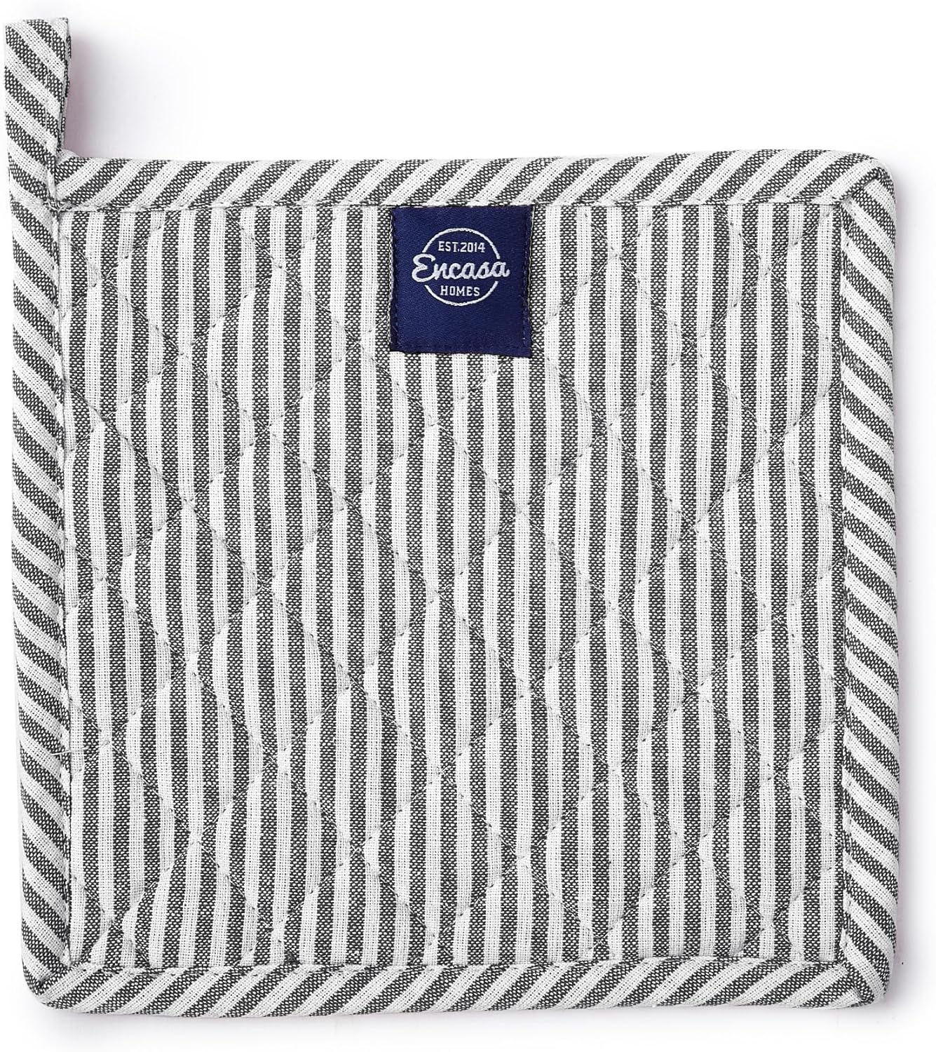 Encasa XO 8 inches Oven Microwave Potholders (2 pc Set) for Kitchen Cooking & Baking - Heat Resistant, Thick & Safe, Protection of Hands from Hot Utensils - Ticking Black