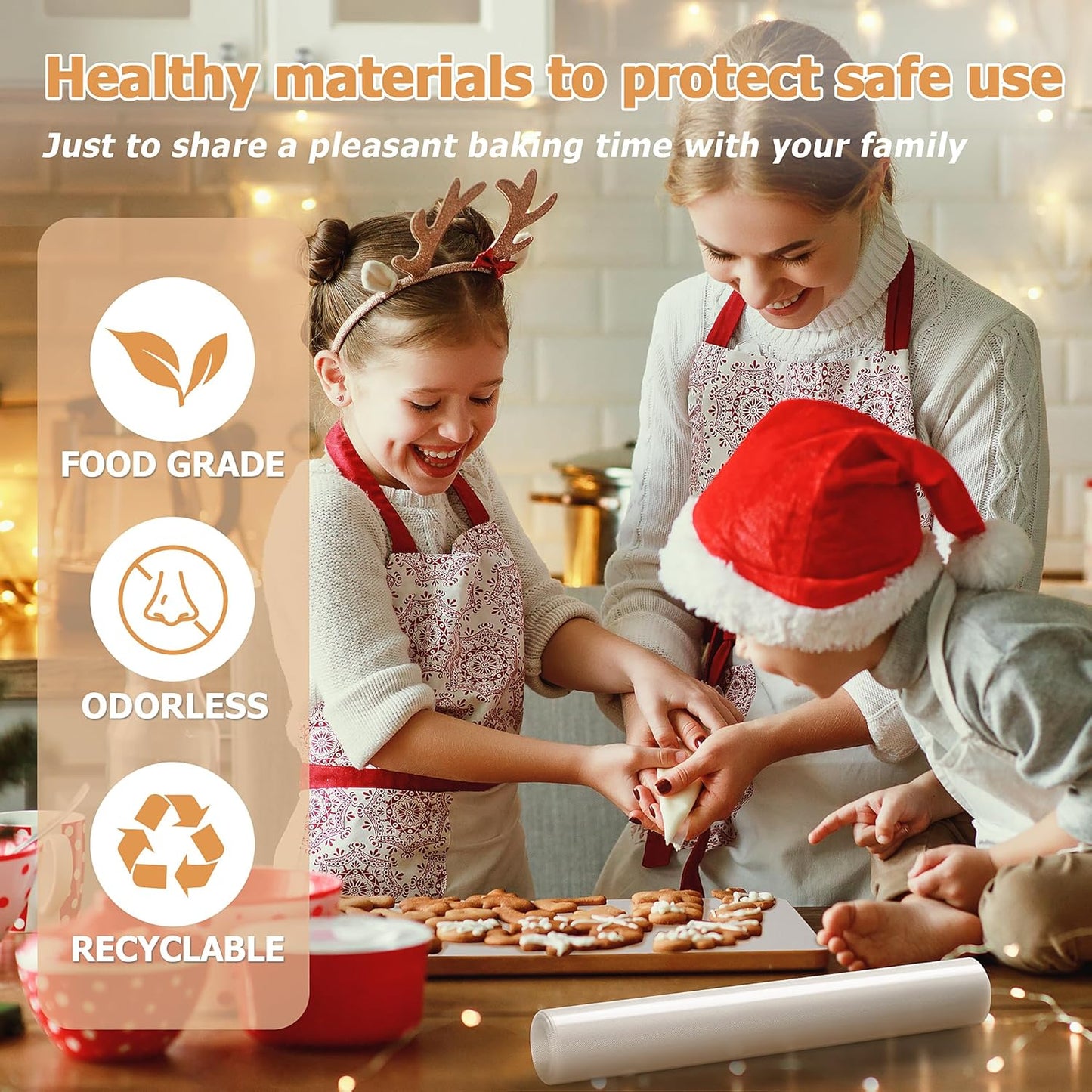 Silicone Baking Mat Roll, Non-Stick Heat Resistant Food Grade Baking Mats, Non-Slip Reusable Air Fryer Linner, Freeze Dryer Mat, Counter Mat, Oven Liner, Refrigerator Liners - 12IN x 10FT