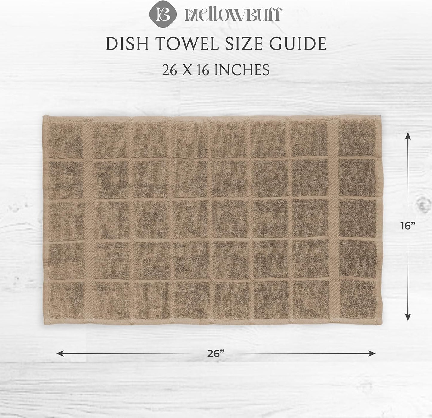 100% Cotton Terry Dish Towels, 4 Pack Plain, 16 x26 Inches, Super Soft and Absorbent Kitchen Towels, Perfect for Kitchen Cleaning and Dish Washing | Tan